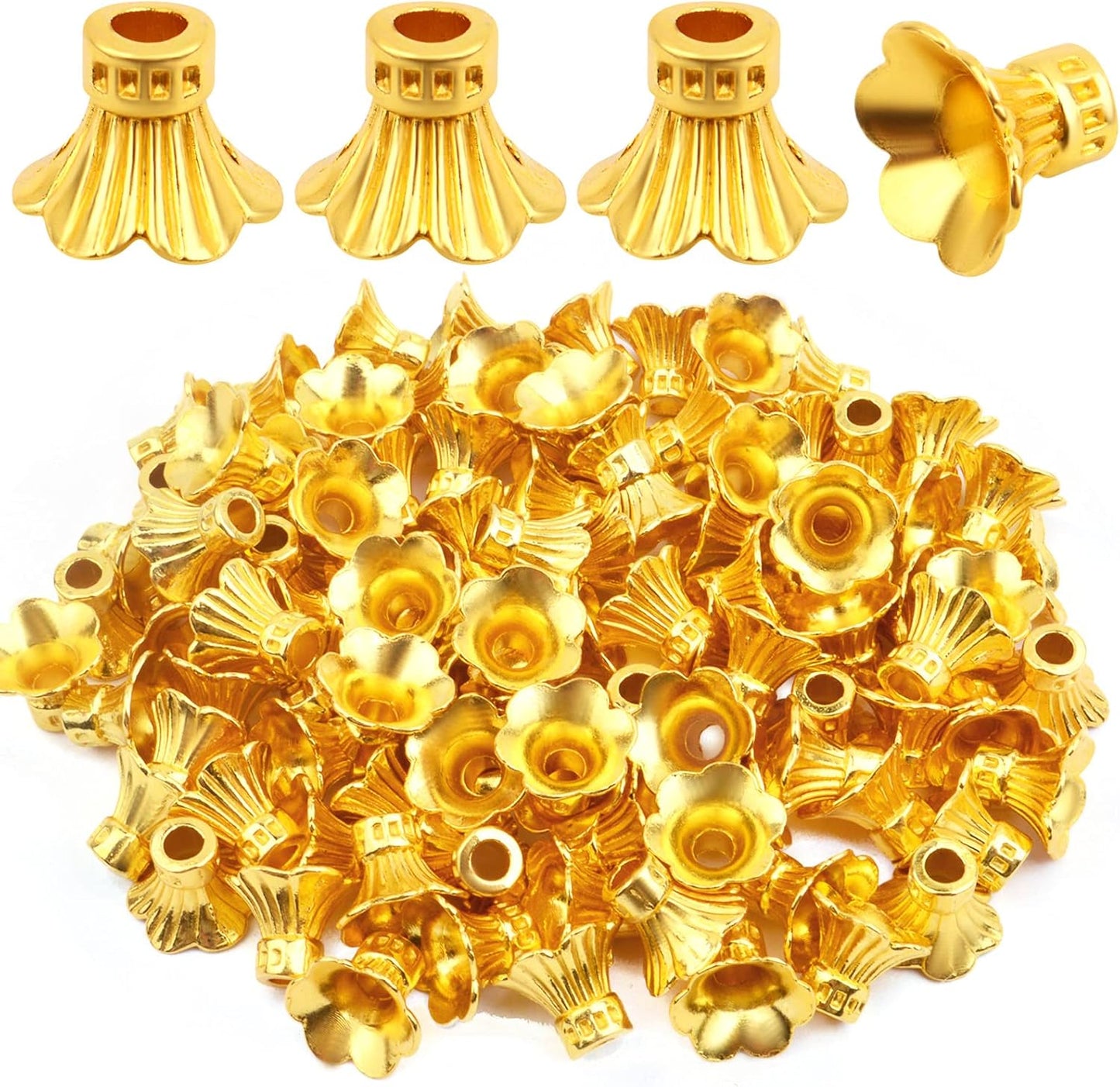 100pcs Flower Bead Caps Tibetan Style Alloy Tassel End Caps Loose Spacer Beads for Jewelry DIY Earrings Bracelet Crafts Making Accessory