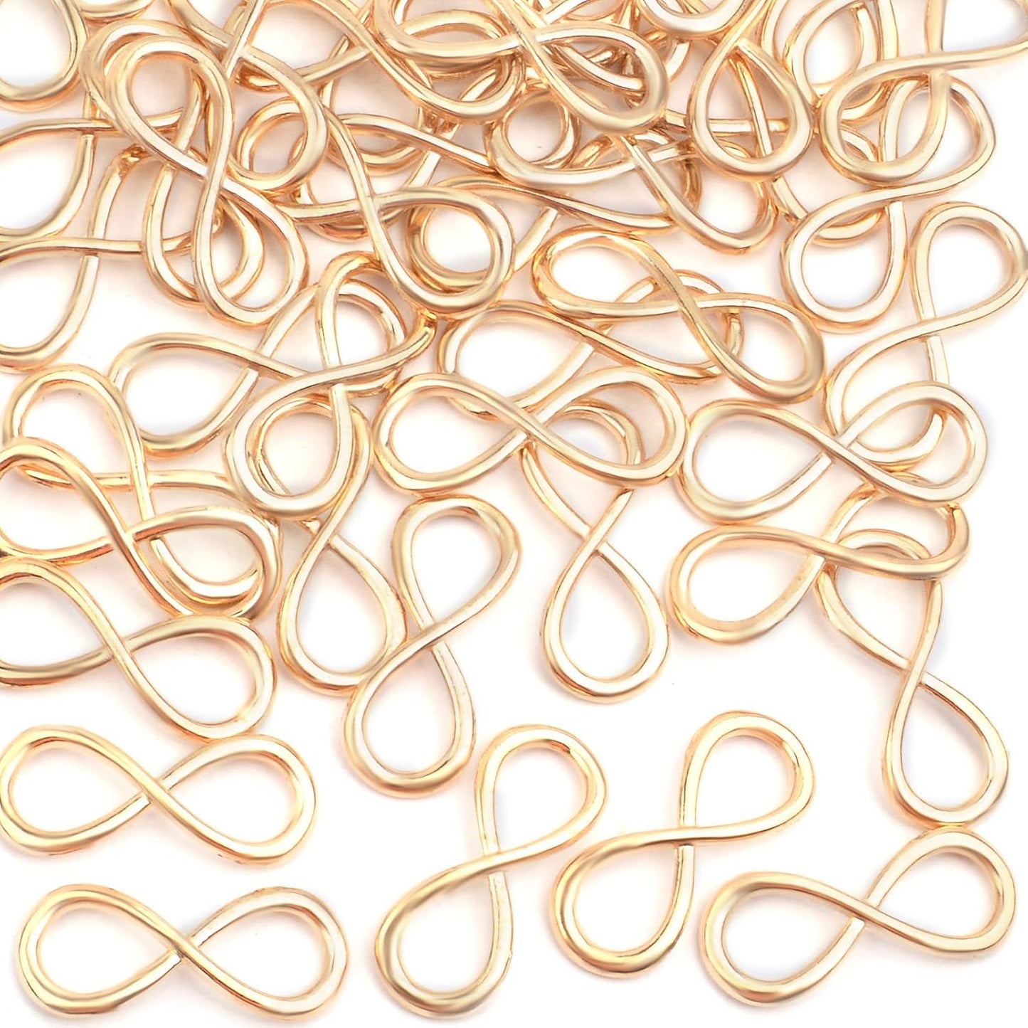 50pcs Infinity Charm Alloy Infinity Symbol Connectors Jewelry Pendants Accessories for DIY Necklace Bracelet Crafts Decoration, Golden
