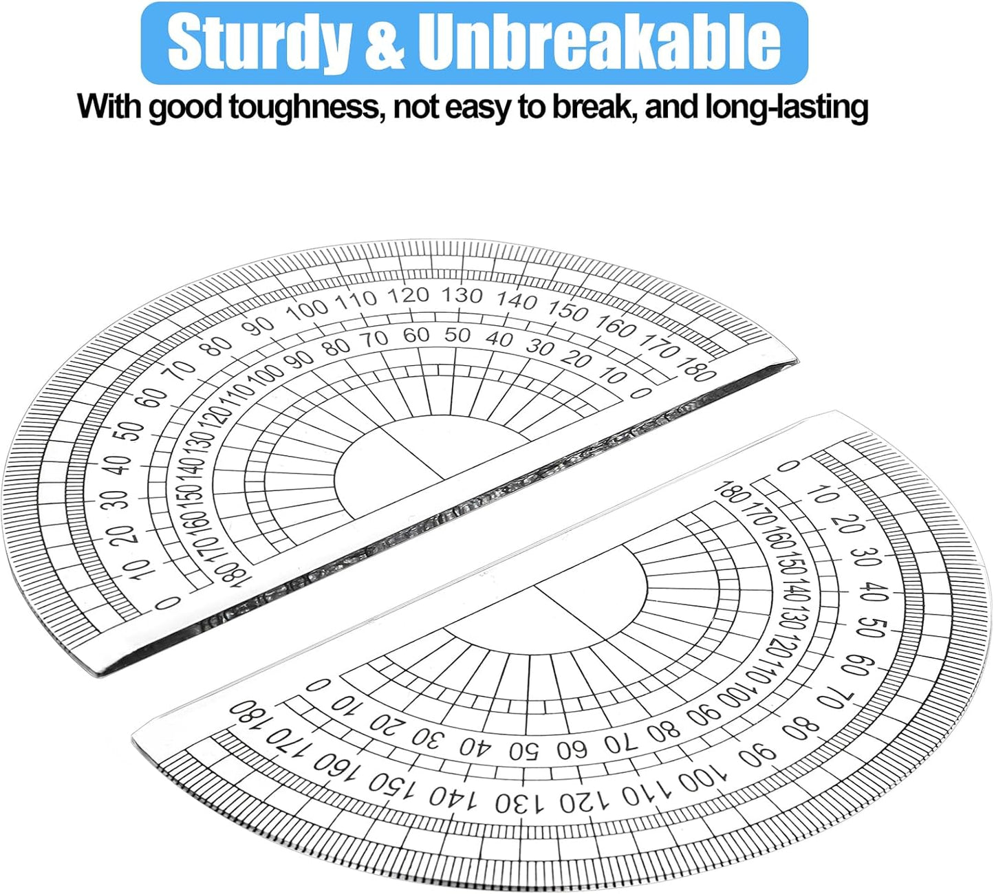 HENDEVL 100 Pack Plastic Protractor 180 Degree Math Protractors Geometry Student Protractor, 4 Inches, Clear