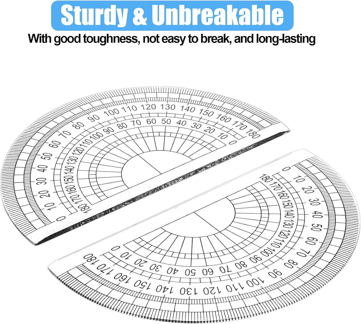 HENDEVL 100 Pack Plastic Protractor 180 Degree Math Protractors Geometry Student Protractor, 4 Inches, Clear