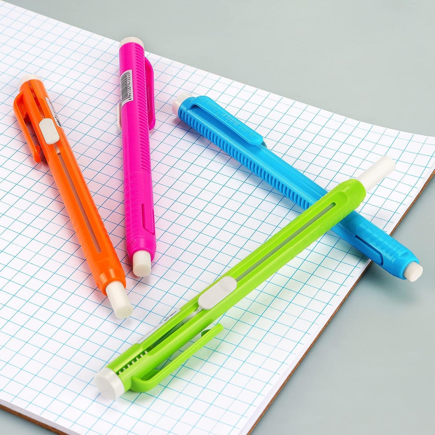 Aylifu Retractable Mechanical Eraser Pen, Pen-Style Erasers Assorted Color, 4 Pack