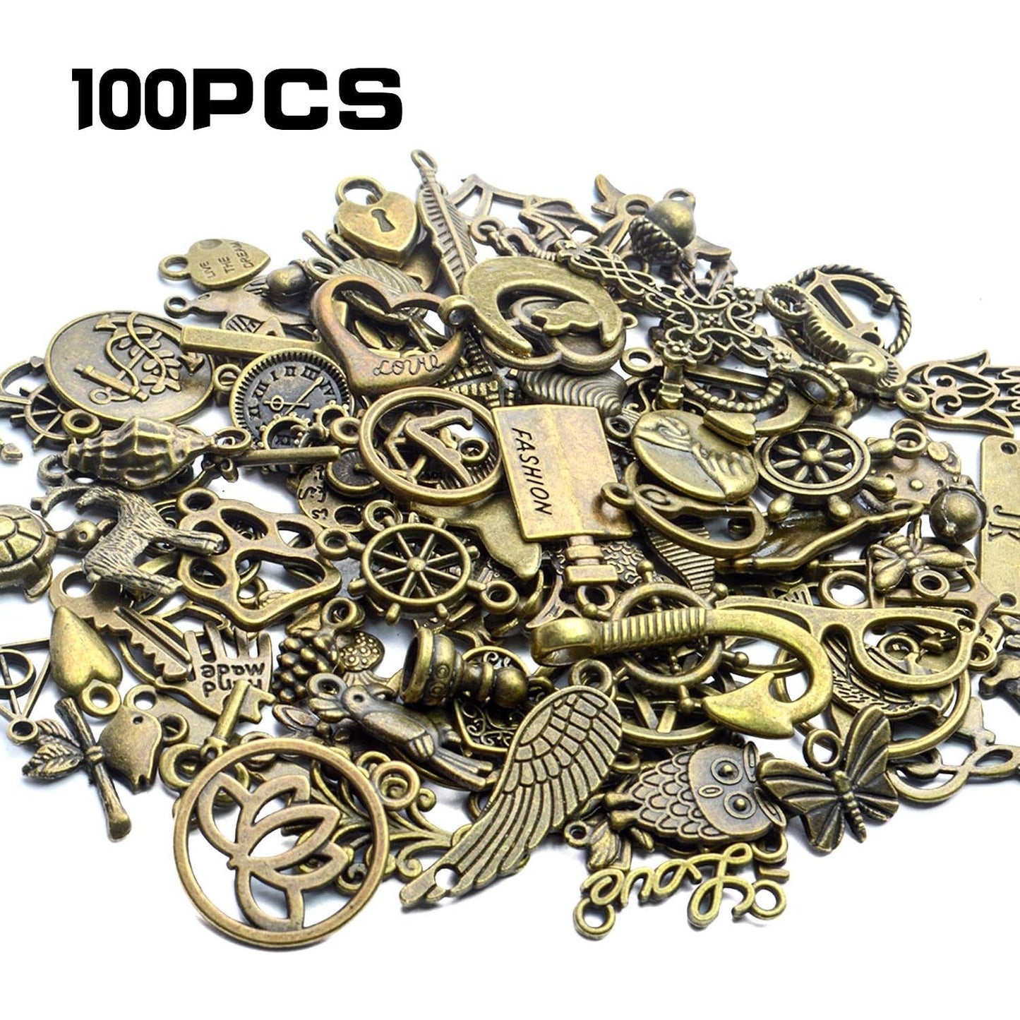 Vintage Charms Bulk,100pcs Antique Bronze Charms Alloy Pendant Charms Jewelry Making Supplies for Necklace Bracelet Earring
