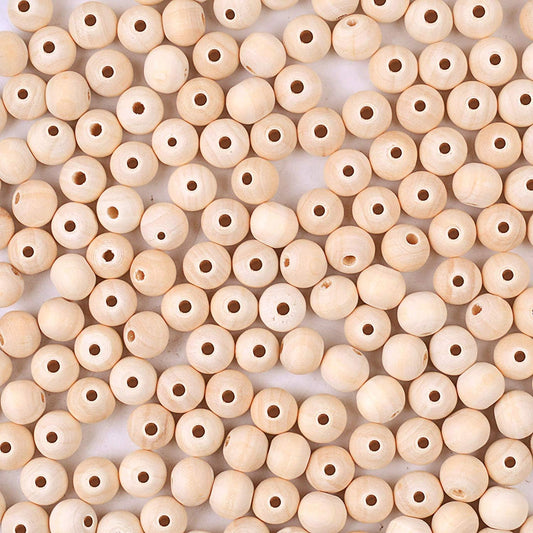 BronaGrand 200pcs 10mm Natural Color Round Ball Wood Spacer Beads Jewelry Findings Charms