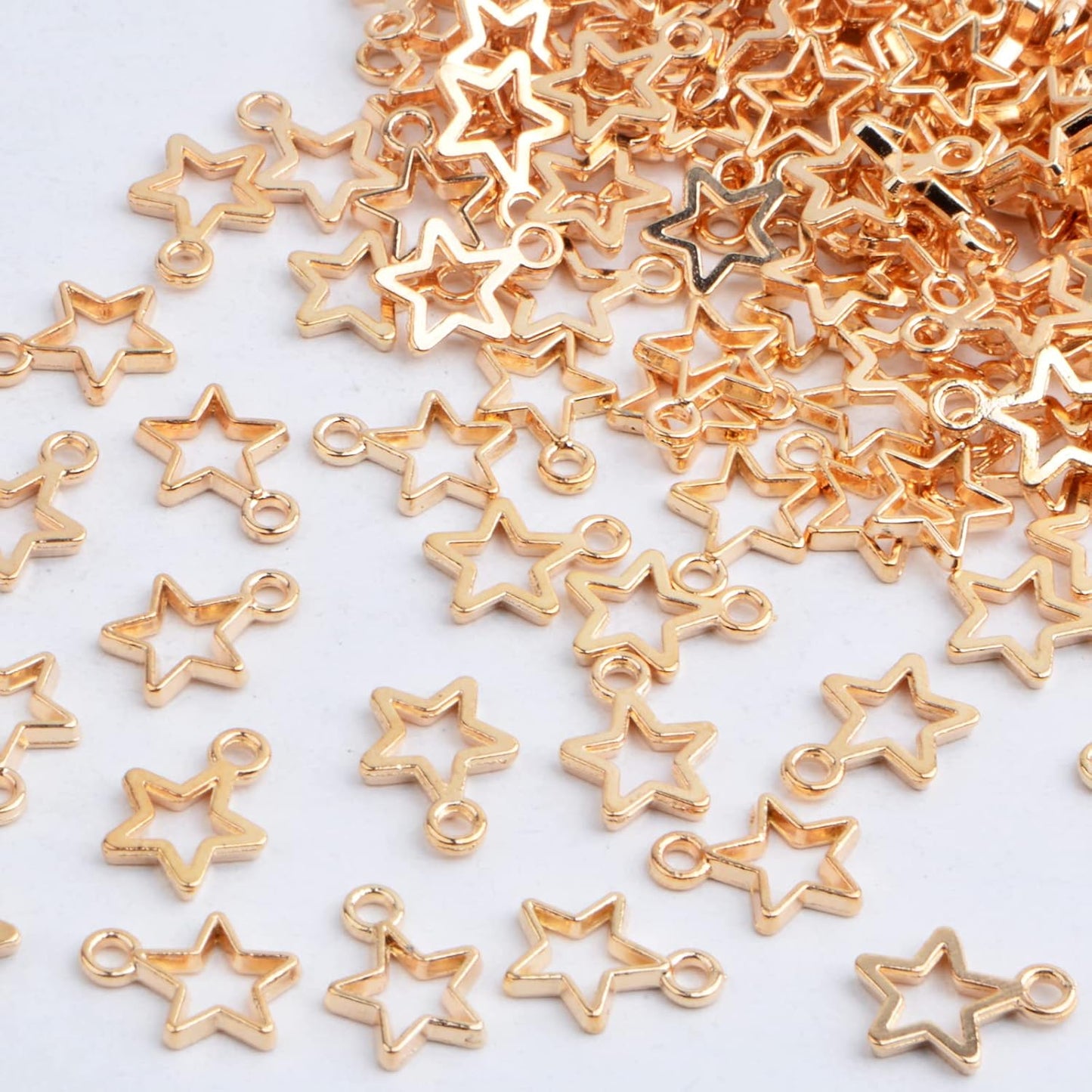 200pcs KC Golden Pentagram Star Charm Pendants Tibetan Alloy Mini Star Shape Celestial Dangle Charms for DIY Bracelet Necklace Jewelry Making Craft Supplies
