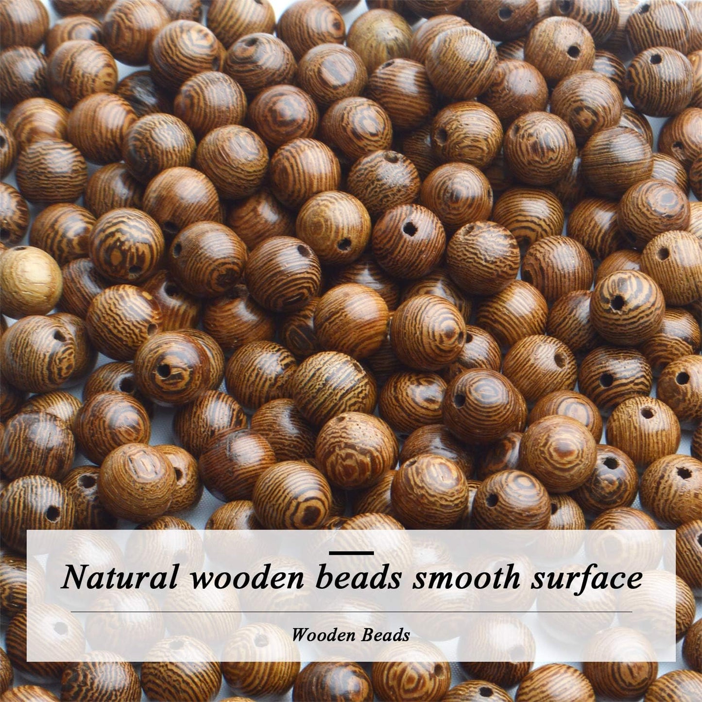 300pcs 10mm Dark Brown Wenge Wood Beads Natural Macrame Round Wood Bead Round Ball Bead Wooden Beads for Bracelets and Jewelry Making