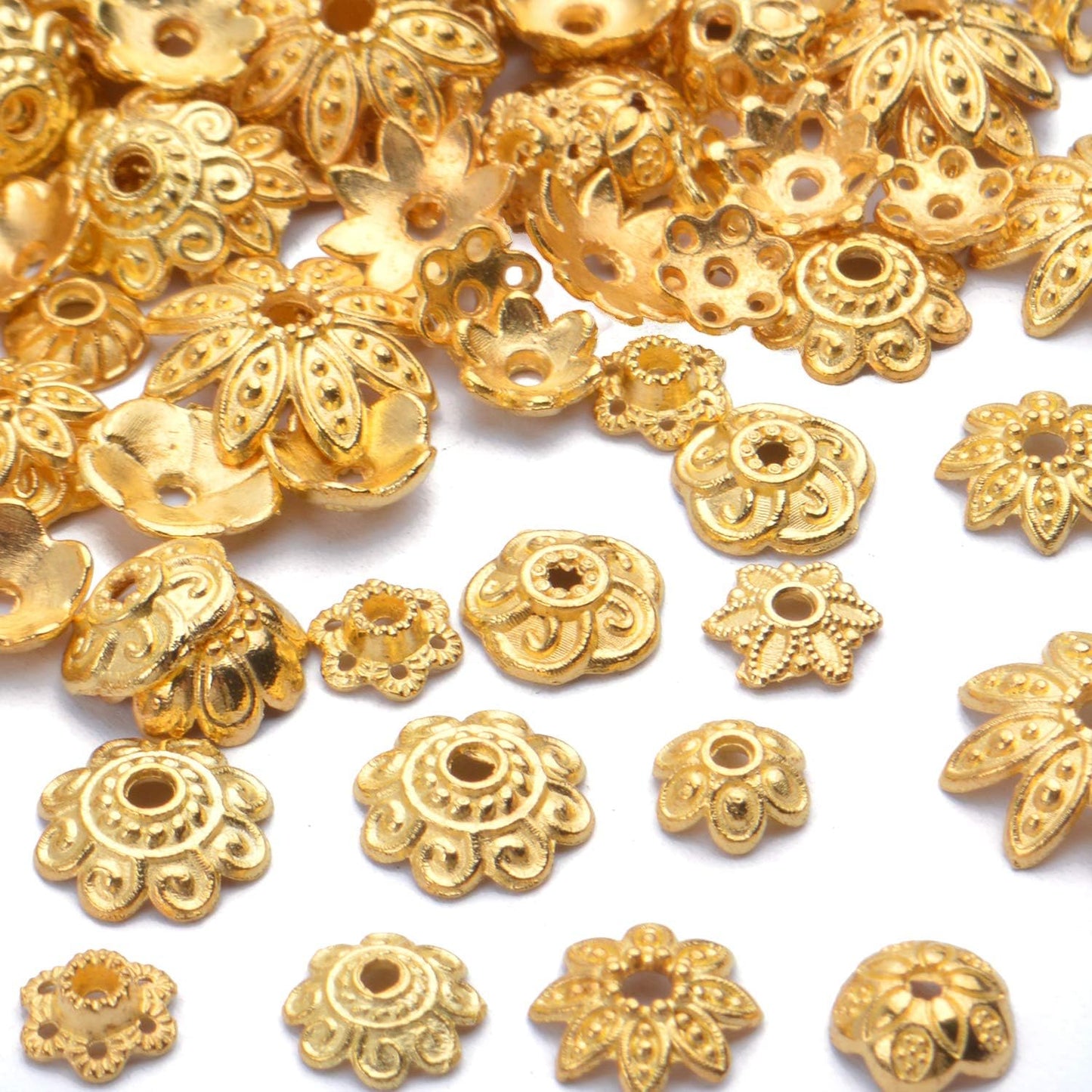 100 Gram(About 250-350pcs) Bead Caps Metal Spacers Jewelry Findings Accessories for Bracelet Necklace Jewelry Making,Gold
