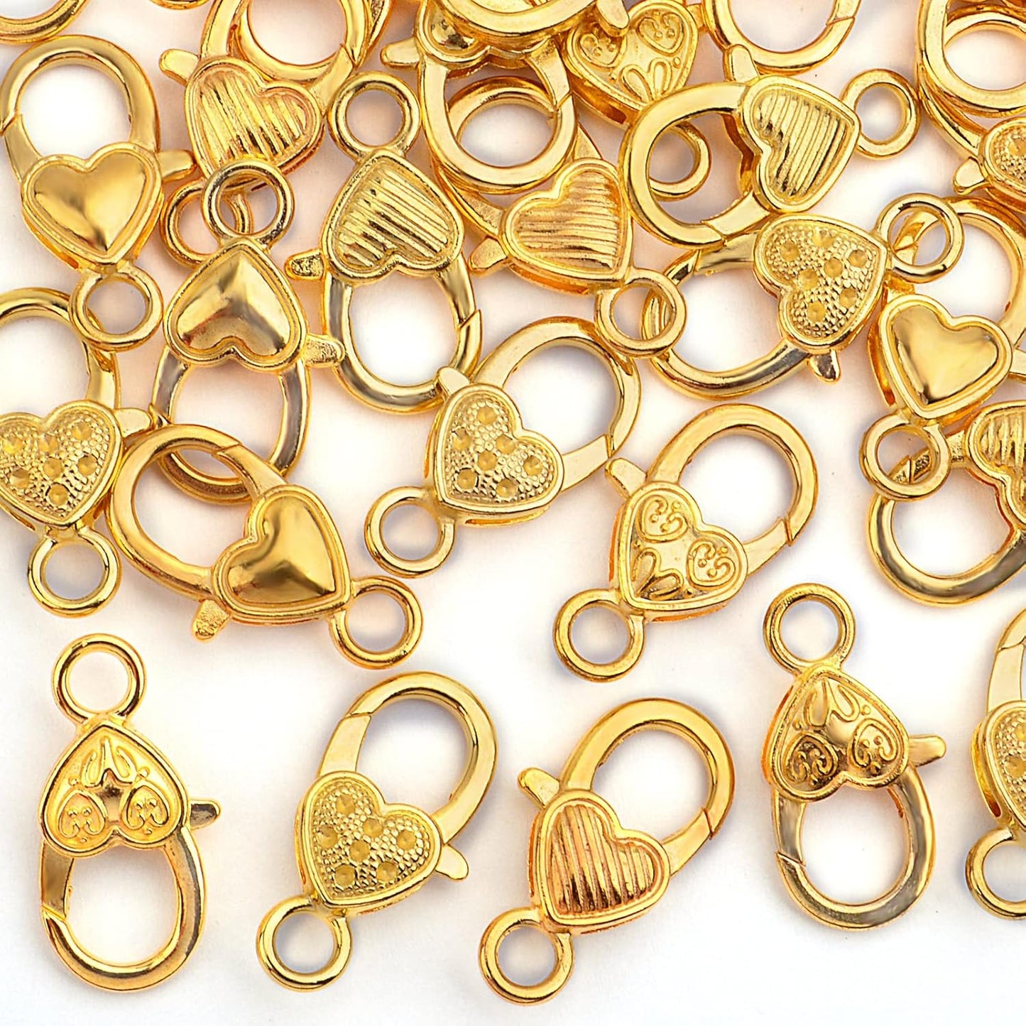 Lobster Claw Clasp,40pcs 26x14mm Heart Lobster Claw Clasps Tibetan Jewellery Lobster Clasps Craft DIY Accessories for Jewelry Necklaces Bracelet,4 Styles