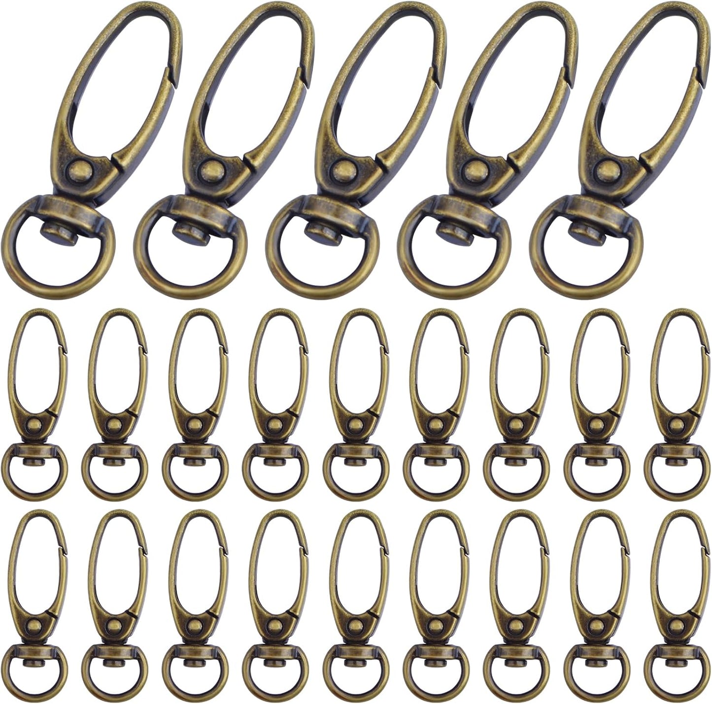 50pcs 38 mm 360 Degree Swivel Trigger Clips Metal Keyring Curved Oval Lobster Clasps Snap Hooks for Keychains Lanyard Handbag Purse Craft Projects Decoration, Antique Bronze
