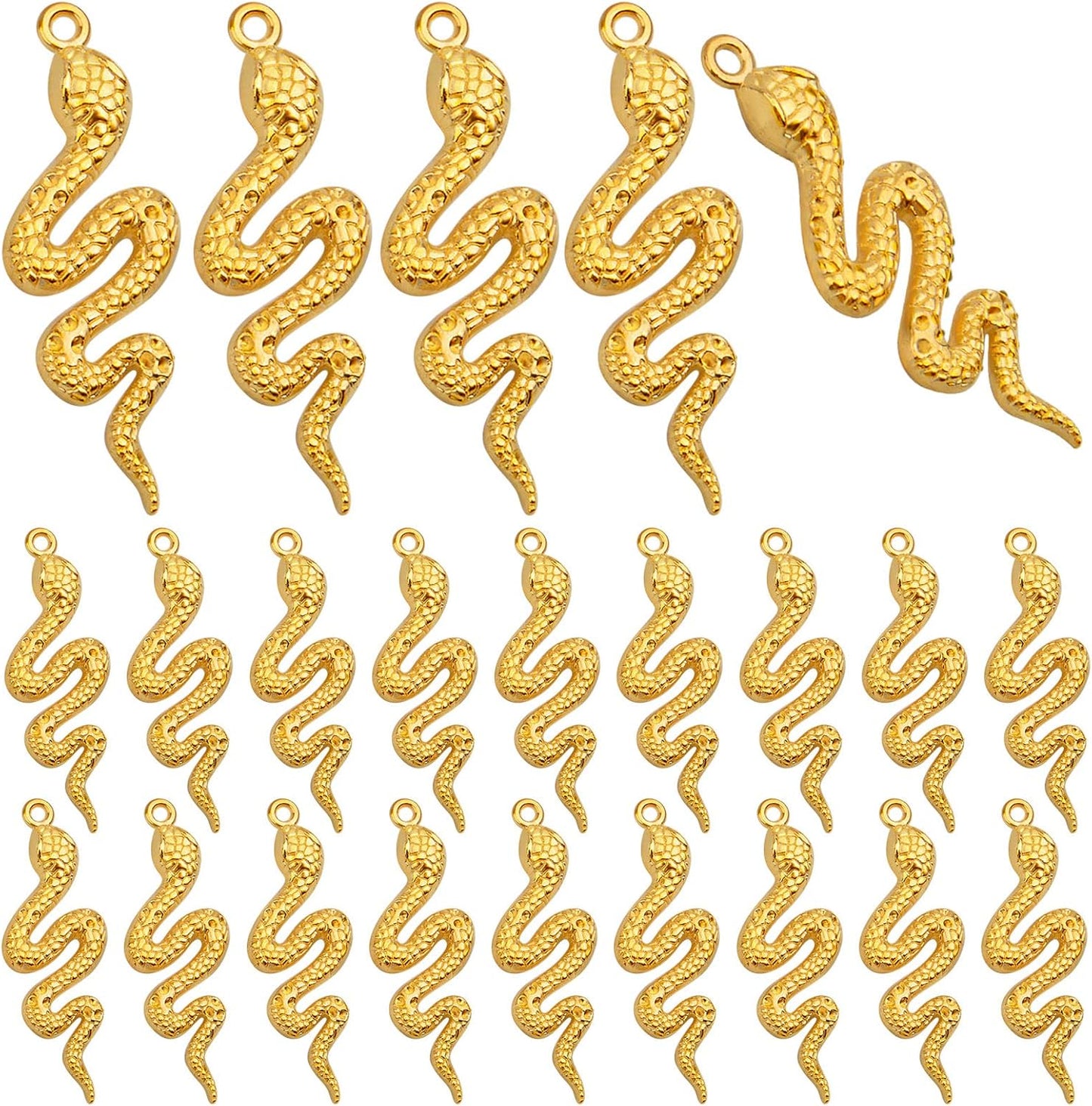 32pcs Snake Charms - Alloy Cobra Pendant for Bracelets Necklaces DIY Jewelry Craft Making Supplies, 4 Colors