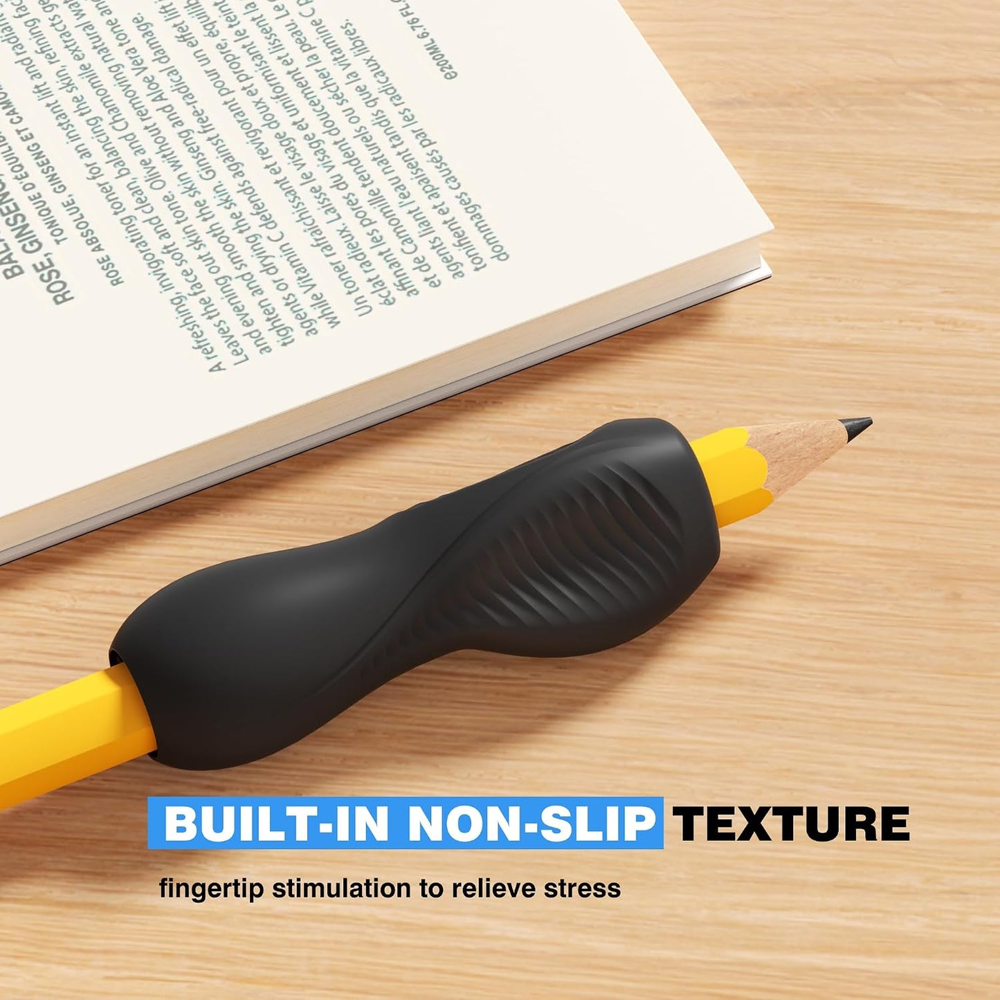 Aylifu 6 Pack Ergonomic Pencil Grips,Triangular Design with Finger Grooves for Children &Arthritis,Soft Non-Slip Silicone,Corrects Grip Position for Writing and Drawing,Left & Right Handed,Black