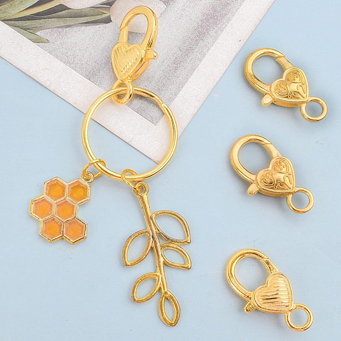 Lobster Claw Clasp,40pcs 26x14mm Heart Lobster Claw Clasps Tibetan Jewellery Lobster Clasps Craft DIY Accessories for Jewelry Necklaces Bracelet,4 Styles