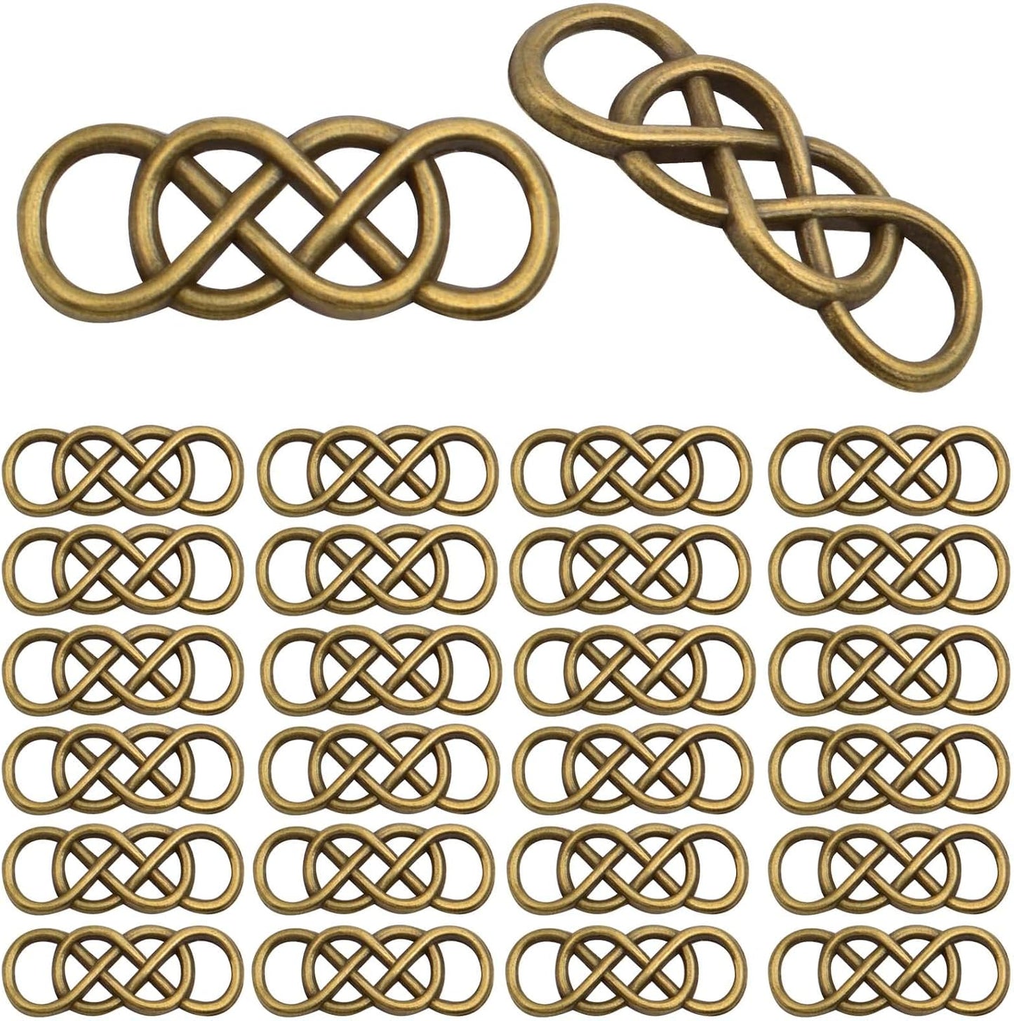 50pcs Double Infinity Symbol Connector Charms Alloy Pendant Charm Connectors for DIY Bracelet Necklace Jewelry Making,32.8mm×12.5mm