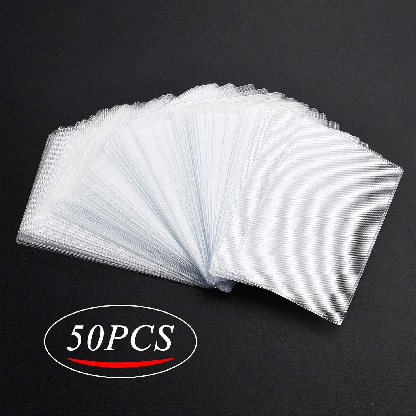 50pcs Transparent Vertical ID Credit Card Holder Business Card Protector Sleeves