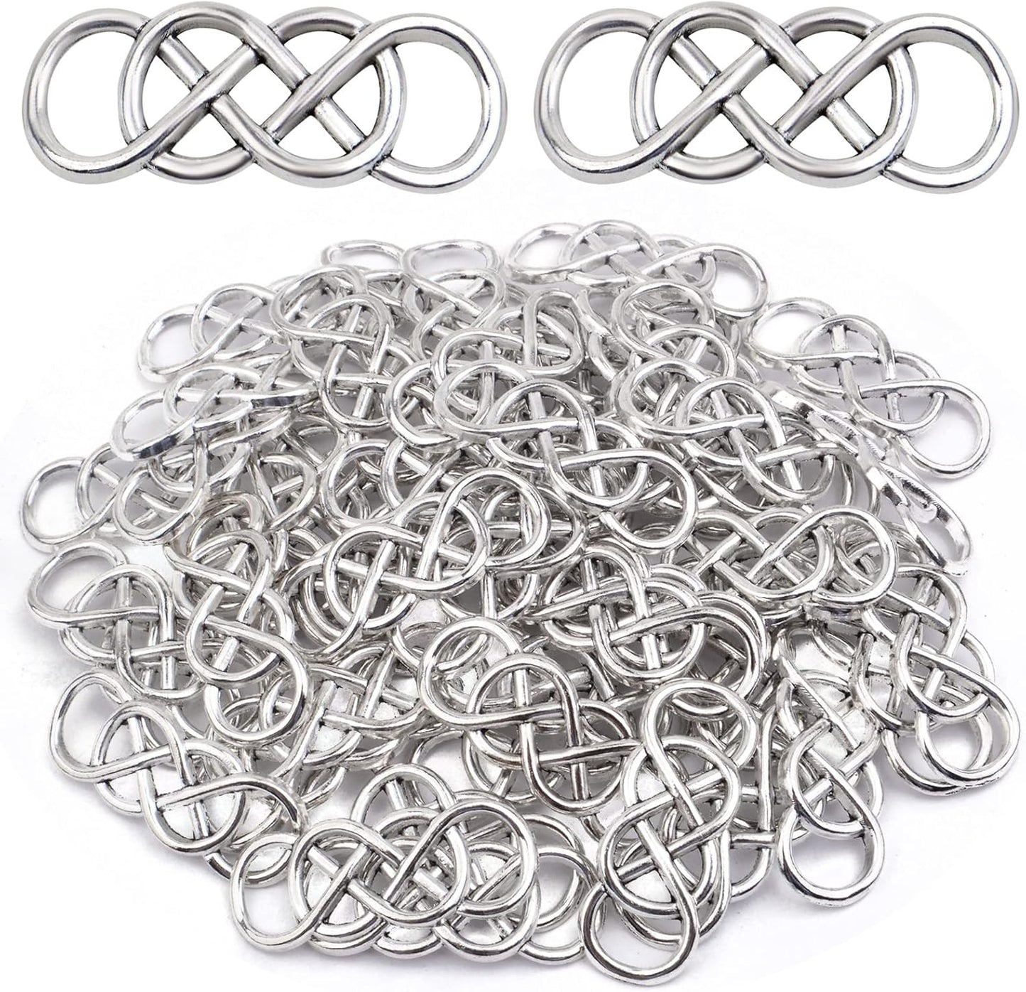 50pcs Double Infinity Symbol Connector Charms Alloy Pendant Charm Connectors for DIY Bracelet Necklace Jewelry Making,32.8mm×12.5mm