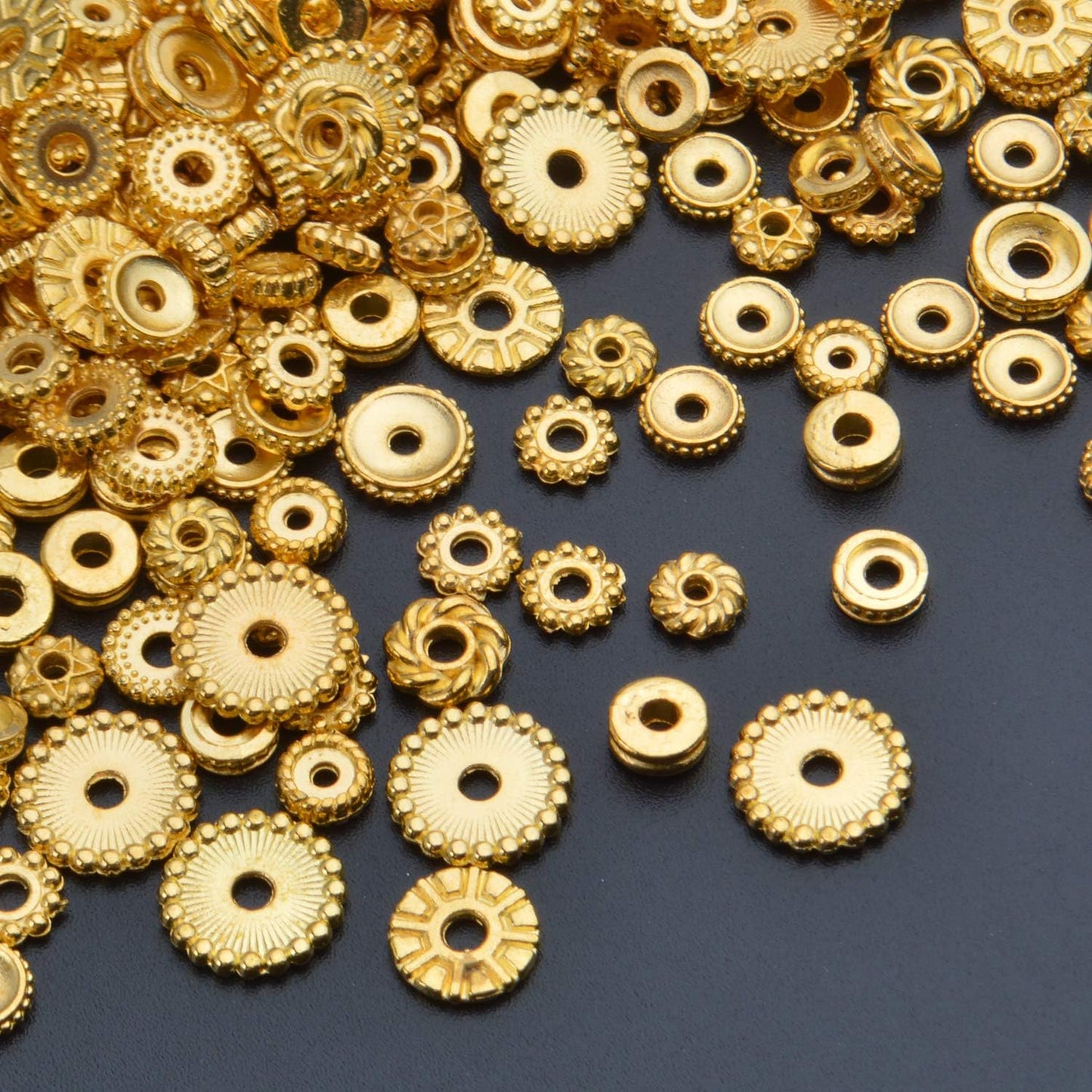 100 Gram(About 170-300pcs) Spacer Beads Jewelry Bead Charm Spacers Alloy Spacer Beads for Jewelry Making DIY Bracelets Necklace and Crafting,Gold