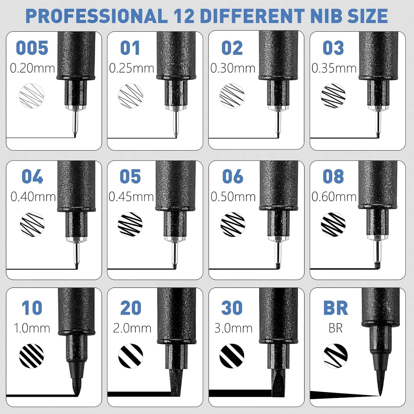 Aylifu  Drawing Art Pens,Micro Fineliner Pens,Fine Tip Manga Markers for Artist Sketch Technical,Black,12 Set,902195