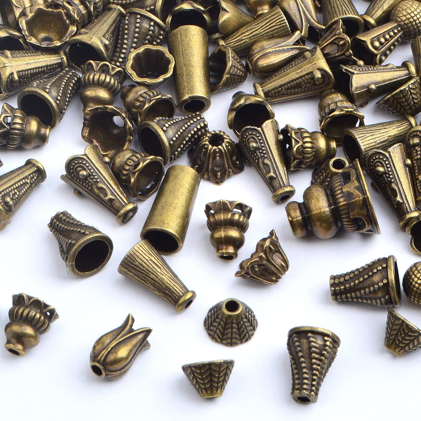 100 Gram Assorted Styles Column Spacer Beads Tibetan Alloy Barrel Tube Loose Spacer Beads Craft Supplies for DIY Bracelet Necklace Jewelry Craft Making, Antique Bronze