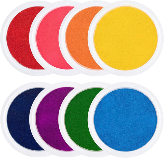 HENDEVL  7" Large Ink Pads for Kids - Handprint Footprint Size Rainbow Stamps Pad, Safe & Washable Ink Pad for Fingerprint Painting Card Making Stamp Crafting Paper Wood Fabric Scrapbook Kids Birthday Gifts