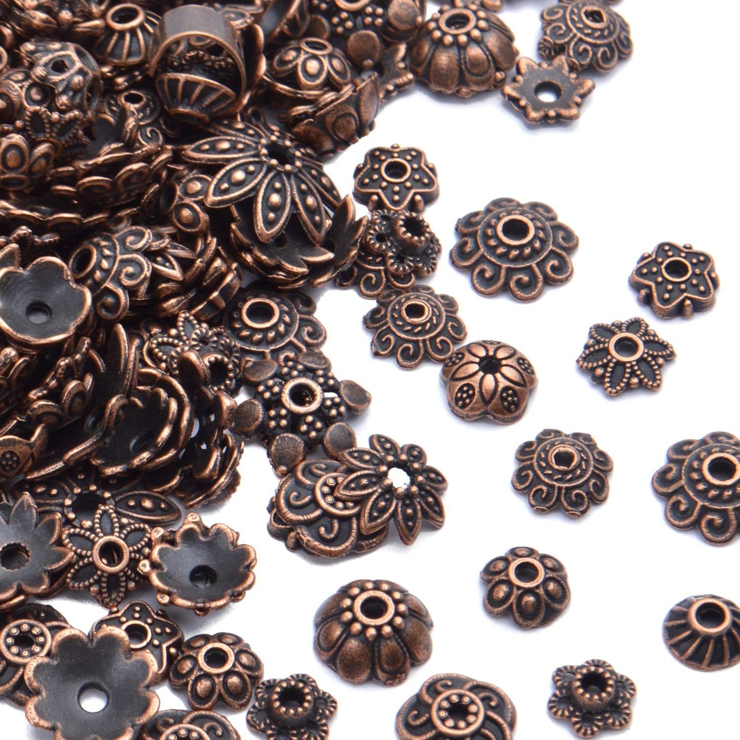 100 Gram(About 180-350pcs) Bead Caps Metal Spacers Jewelry Findings Accessories for Bracelet Necklace Jewelry Making,Antique Copper