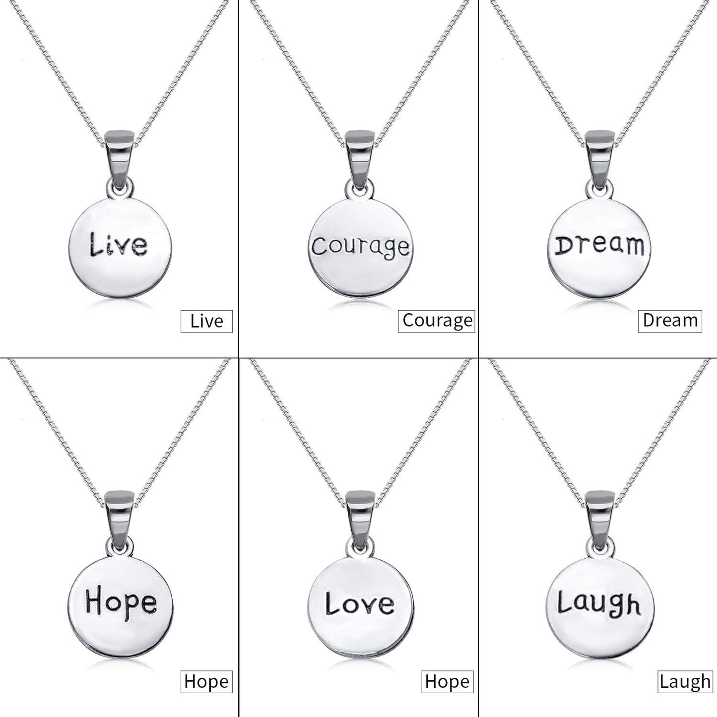60pcs Inspirational Words Pendants Round Double-sided Lettering Charms Jewelry Findings for Crafting Necklace Bracelet,Antique Silver