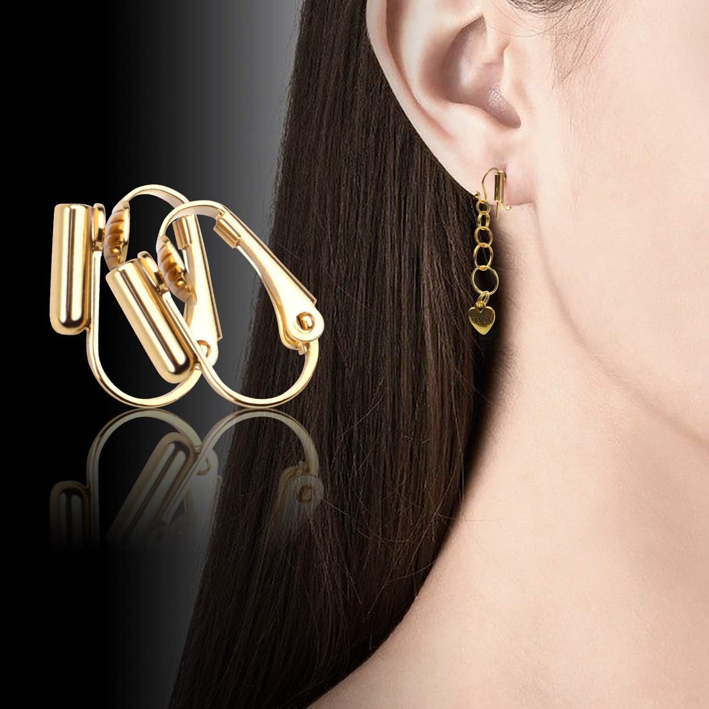 12 Pieces Clip-on Earrings Converter Components for Non-Pierced Ears and 12 Pieces Comfort Earring Pads, Gold and Silver