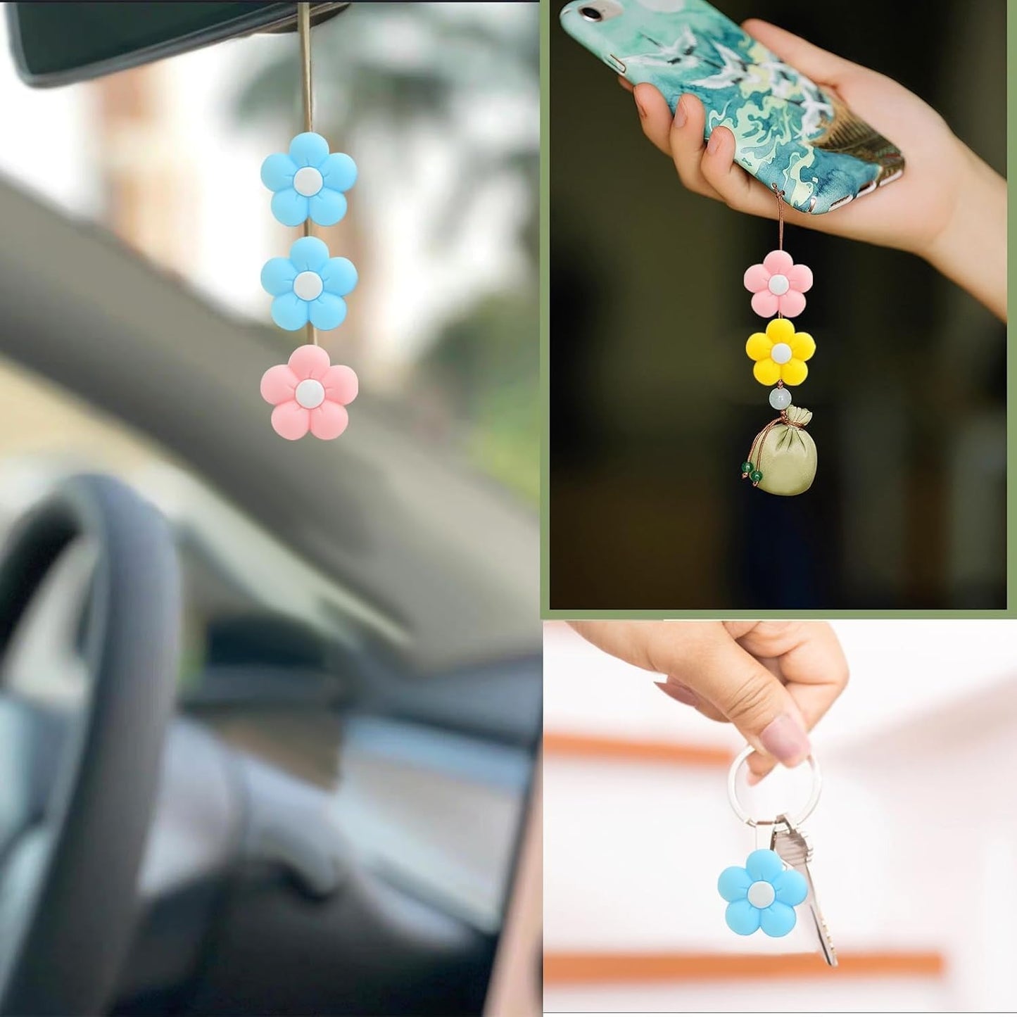 15 Pieces Colorful Flower Silicone Focal Beads Cute Daisy Sunflower Shaped Loose Rubber Bead Flat Spacer Beads for Beaded Pens Bracelet Lanyard Keychains Making Supplies