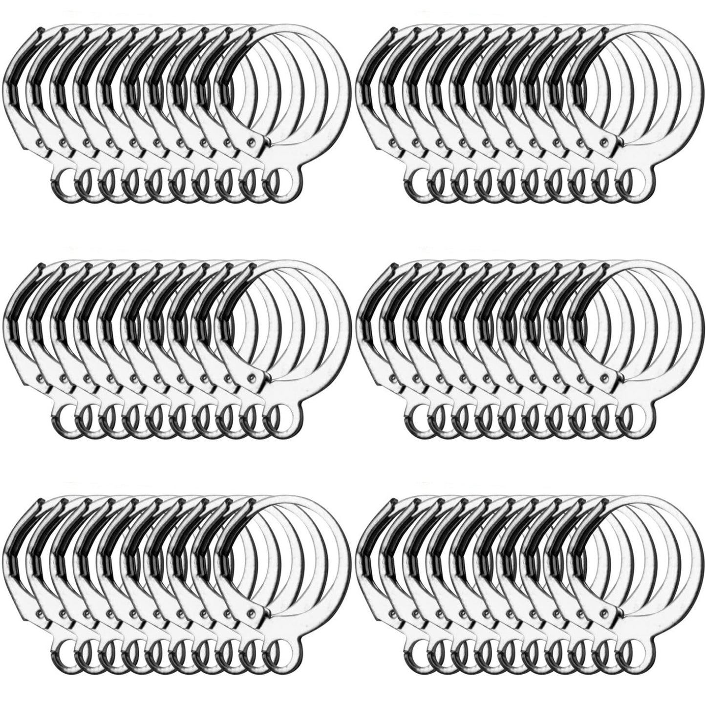 60pcs French Round Earring Hooks Leverback, 30 Pairs, 6 Colors, Simple Design, Polished Finish, Nickel &, Suitable for Jewelry Making & Crafting
