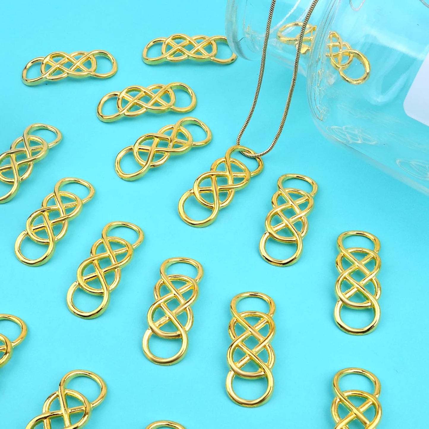 50pcs Double Infinity Symbol Connector Charms Alloy Pendant Charm Connectors for DIY Bracelet Necklace Jewelry Making,32.8mm×12.5mm