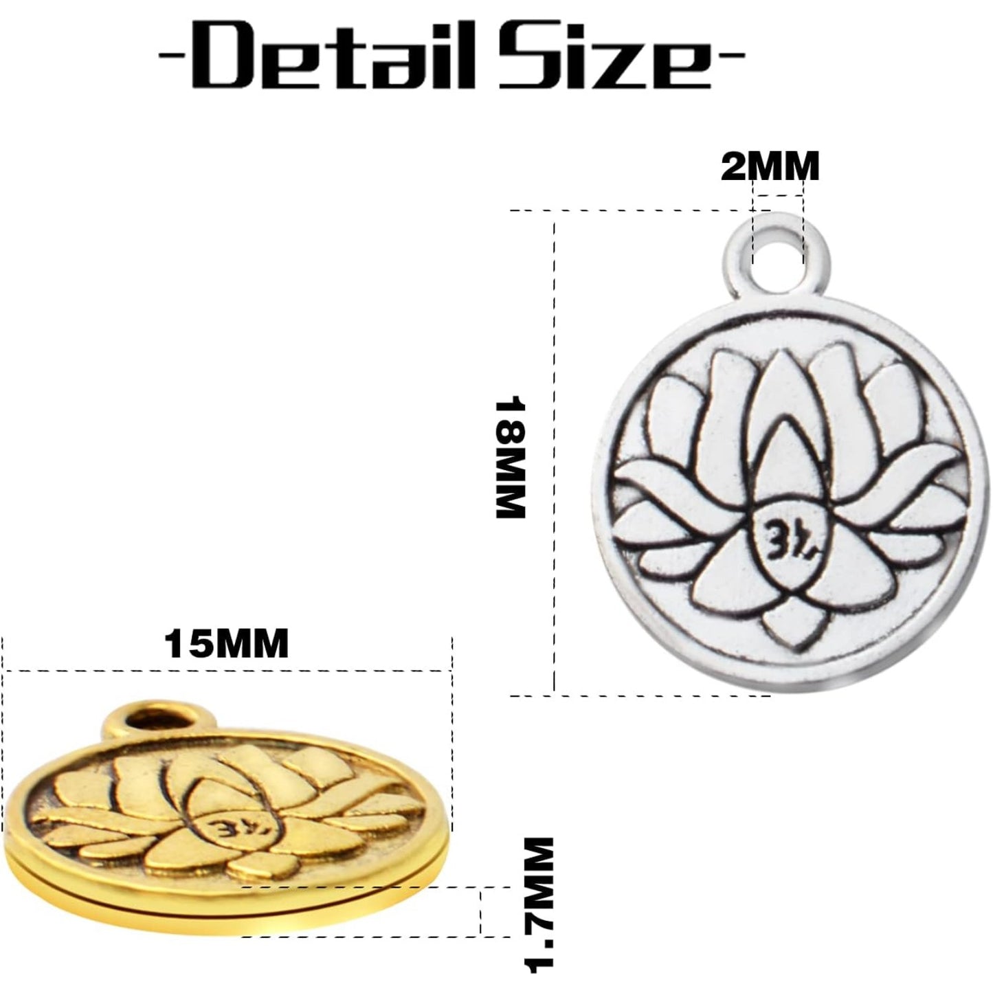 60pcs Lotus Flower Charm Pendants Tibetan Alloy Lotus Beads Charms for DIY Necklace Bracelet Jewelry Making Findings Accessory