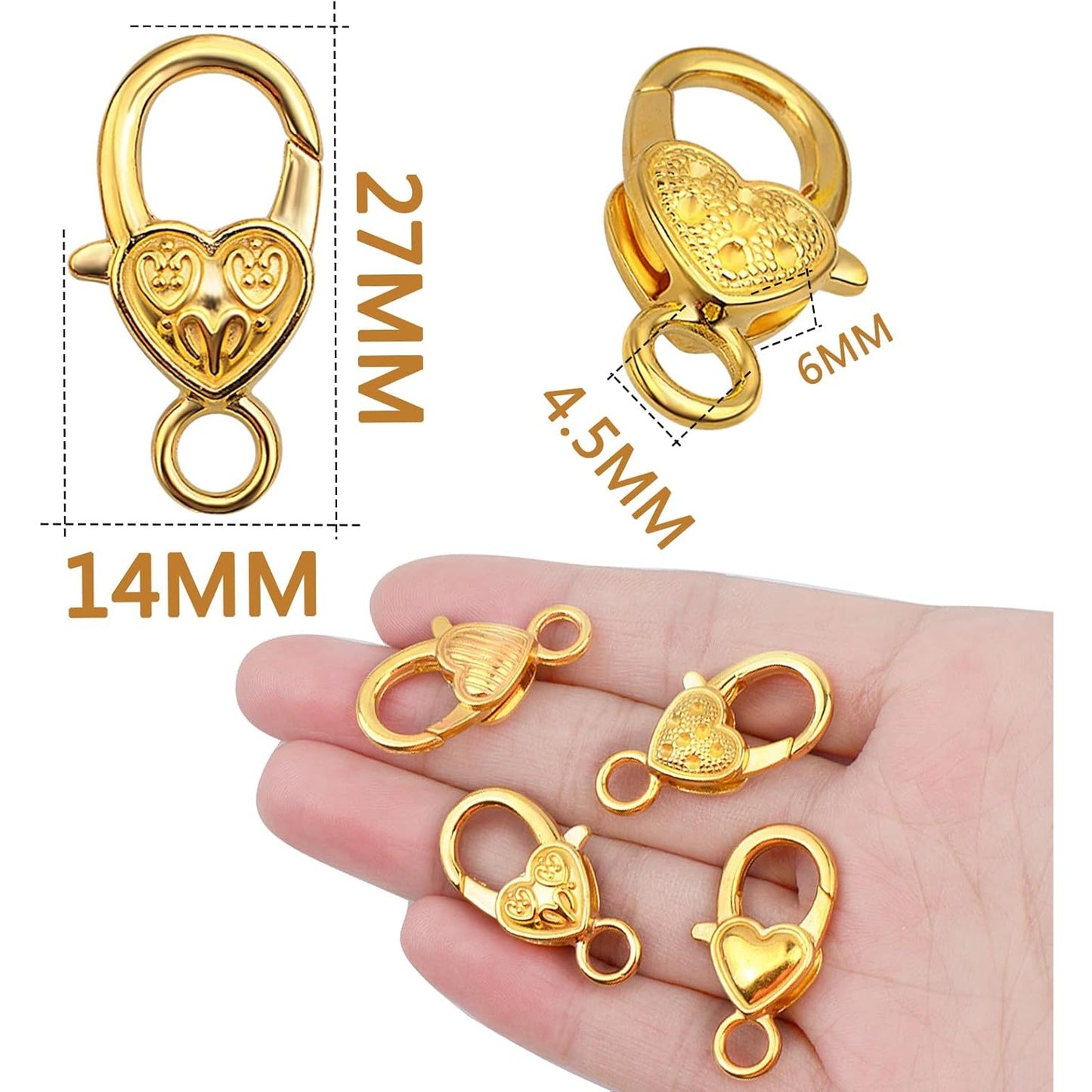 Lobster Claw Clasp,40pcs 26x14mm Heart Lobster Claw Clasps Tibetan Jewellery Lobster Clasps Craft DIY Accessories for Jewelry Necklaces Bracelet,4 Styles