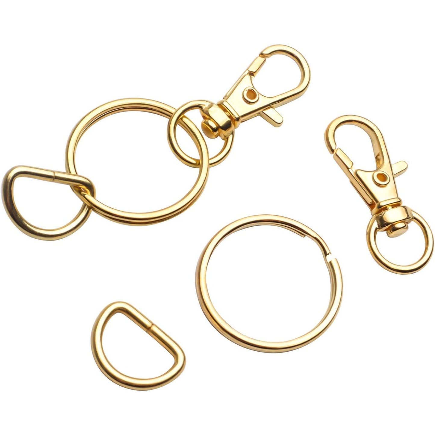 100PCS Swivel Snap Lobster Clasps Keychain Hooks 20 Pieces with Key Rings 40 Pieces and D Rings 40pcs for Bags, Lanyard Craft Making