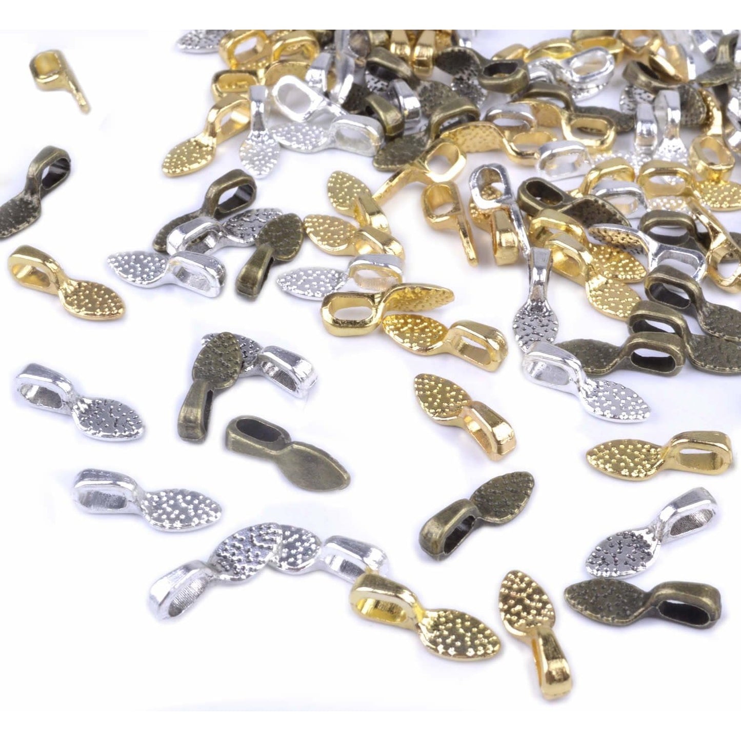 BronaGrand 200PCS Spoon Glue on Bails for Earrings Pendants Charms Jewelry Making Crafting Mixed 4 Colors
