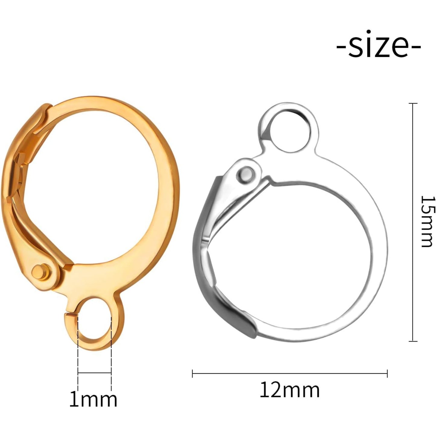 Hypoallergenic Earring Hooks, 120 Pieces Brass Lever Back Earring Round French Hook Ear Wire with Open Loop for Earring Designs Jewelry Making - 4 Colors