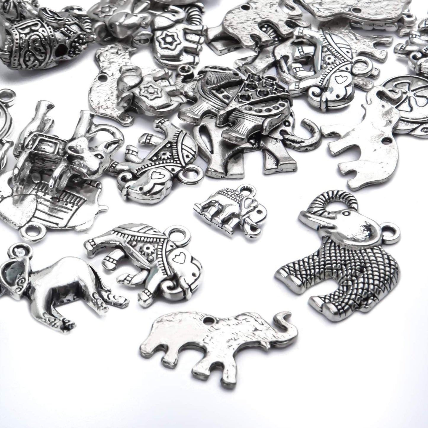 100g Antique Silver Elephant Charms Tibetan Animal Charms Pendants for Bracelets Necklace Jewelry Making