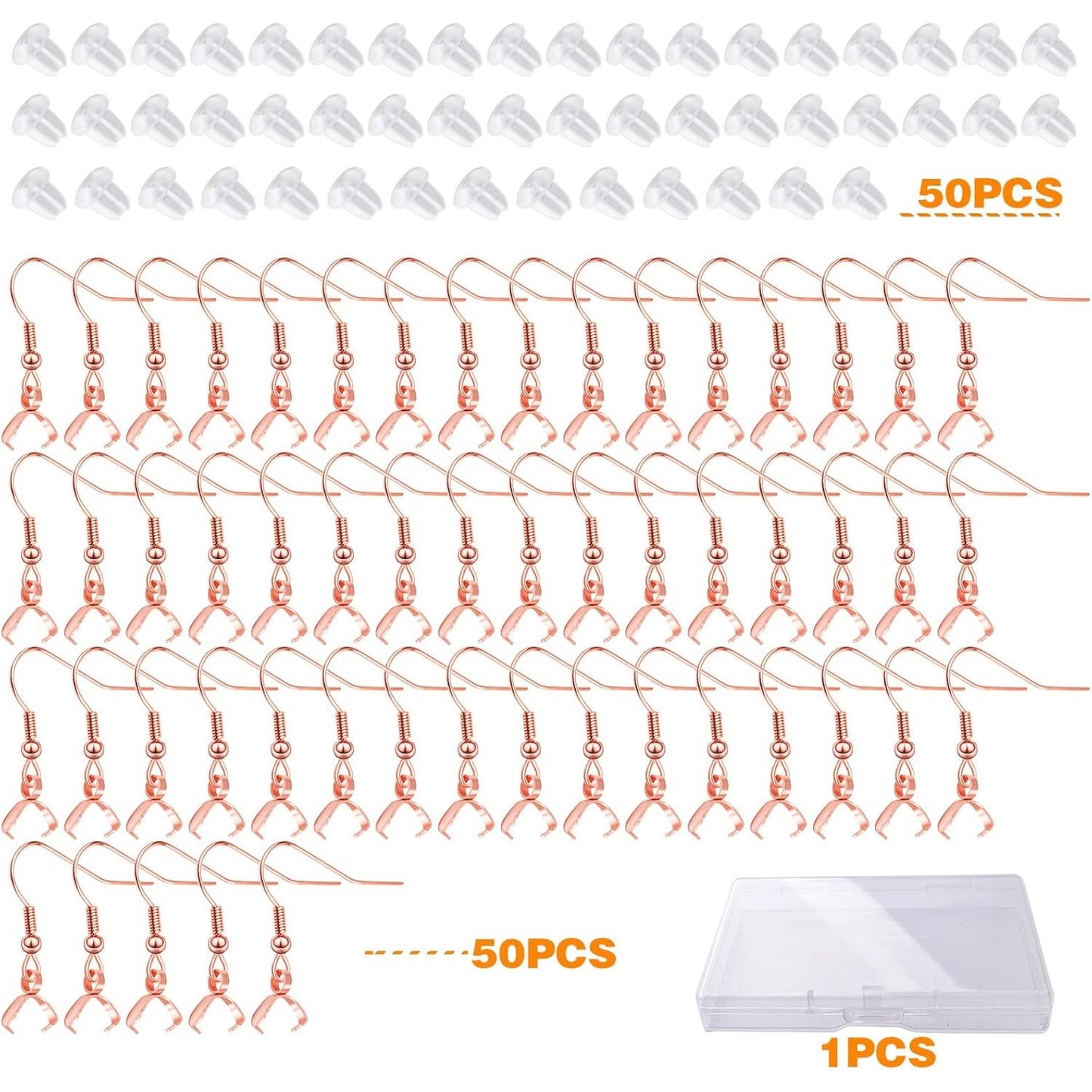 50pcs Hypoallergenic Earring Hooks - Stainless Steel Wire Ear Ball Hooks with Pendant Clasp for Jewelry Making Supplies