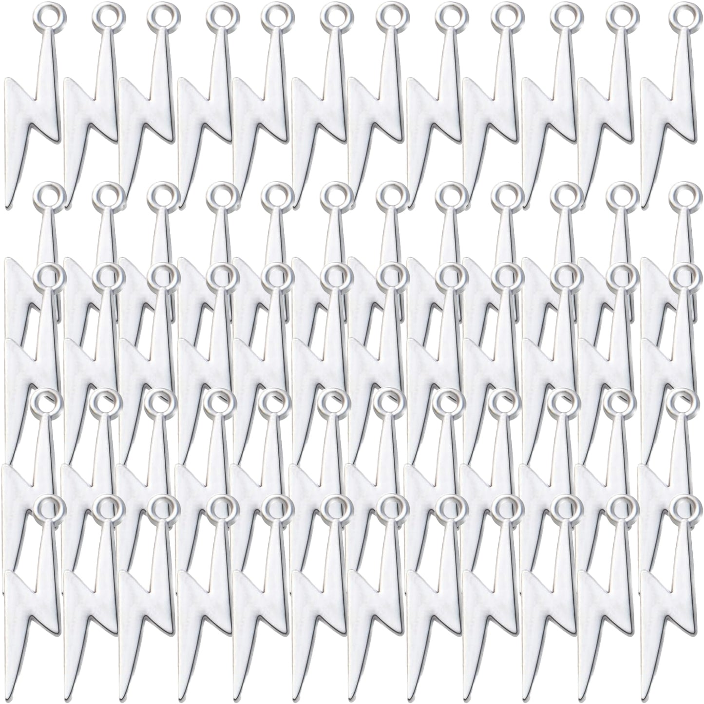 60pcs Lightning Bolt Pendants Alloy Flash Lightning Charms Thunder Flash Celestial Dangle Charms for DIY Earrings Bracelet Crafts Jewelry Making Accessory,28mm×7.7mm