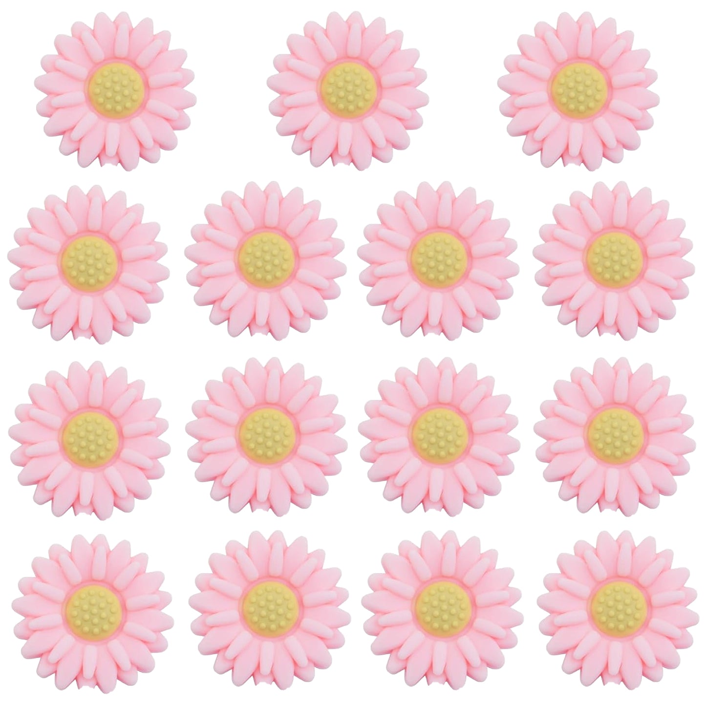 15pcs Daisy Flower Silicone Beads Colorful Soft Silicone Sunflower Spacer Beads Flower Shape Loose Beads Craft Accessories for DIY Necklace Bracelet Keychains Jewelry Making
