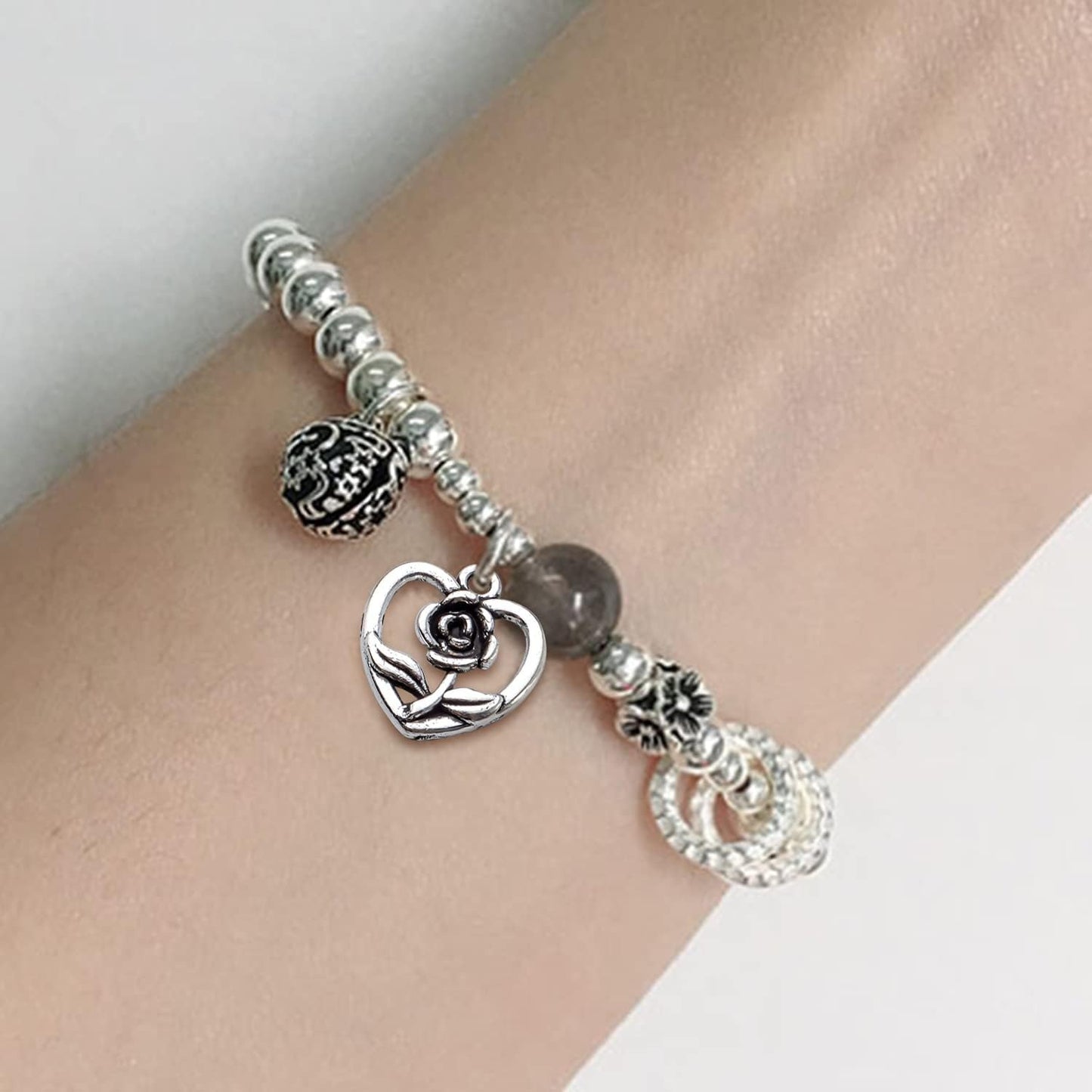 50pcs Rose Charms Pendants Alloy Rose Flower Charms Flower Connector Charms Rose Bead Charms for DIY Earrings Bracelet Necklace Jewelry Crafts Making Finding,5 Styles