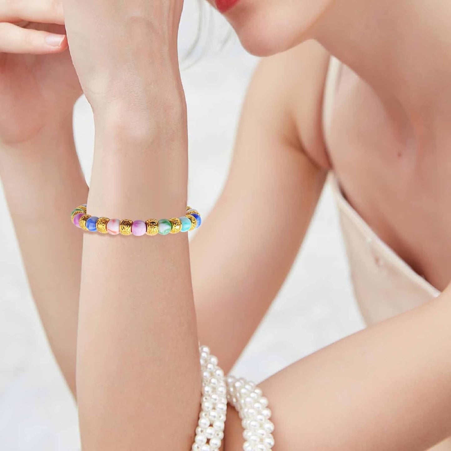 100pcs Bright Golden Rondelle Spacer Beads European Large Hole Tube Column Loose Accessories for DIY Bracelet Necklace Jewelry Making, Hole: 4.5 mm