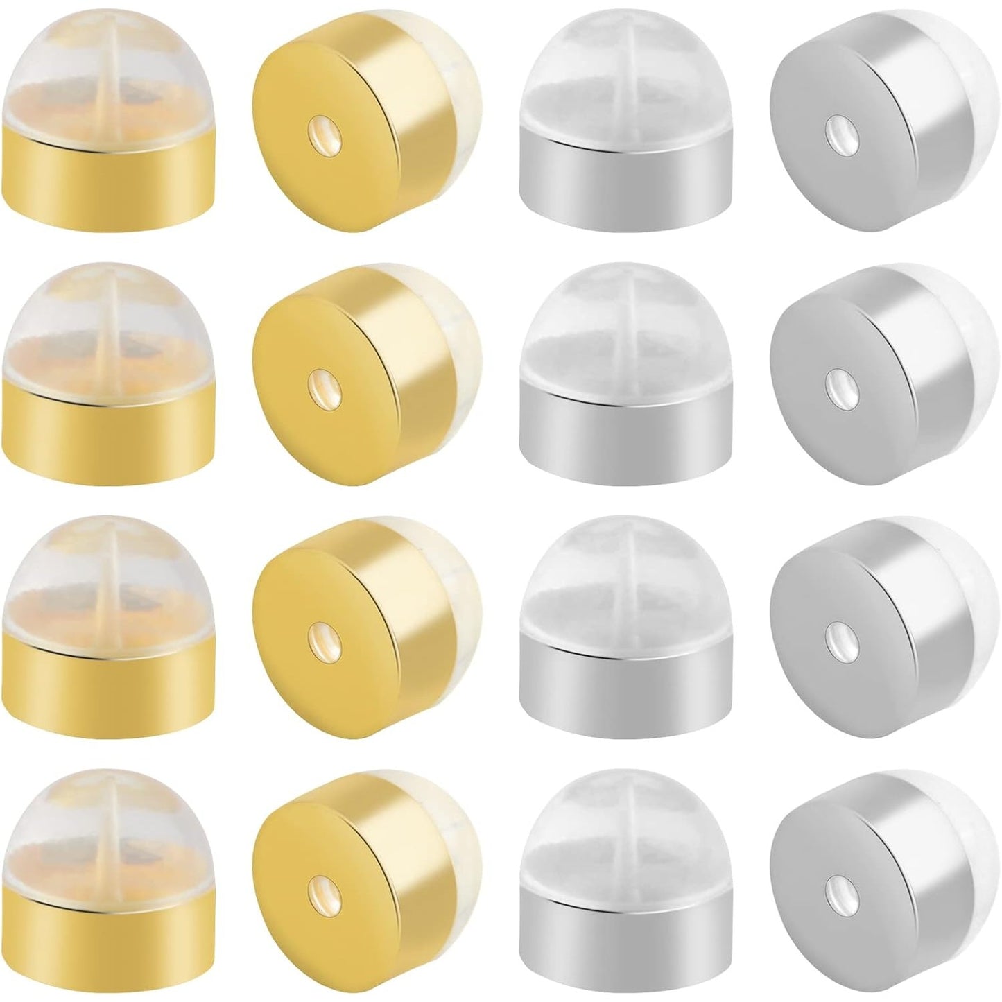 20pcs Soft Silicone Locking Earring Backs Hypoallergenic Brass Secure Earring Backs Stoppers Replacements for Droopy Ears Studs Earring Fish Hooks, 2 Colors