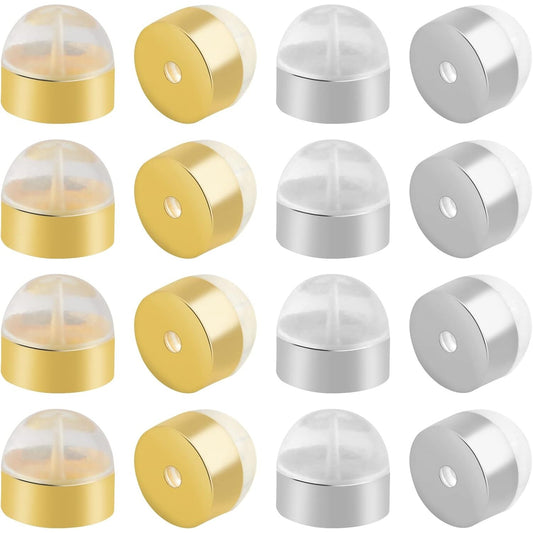 20pcs Soft Silicone Locking Earring Backs Hypoallergenic Brass Secure Earring Backs Stoppers Replacements for Droopy Ears Studs Earring Fish Hooks, 2 Colors
