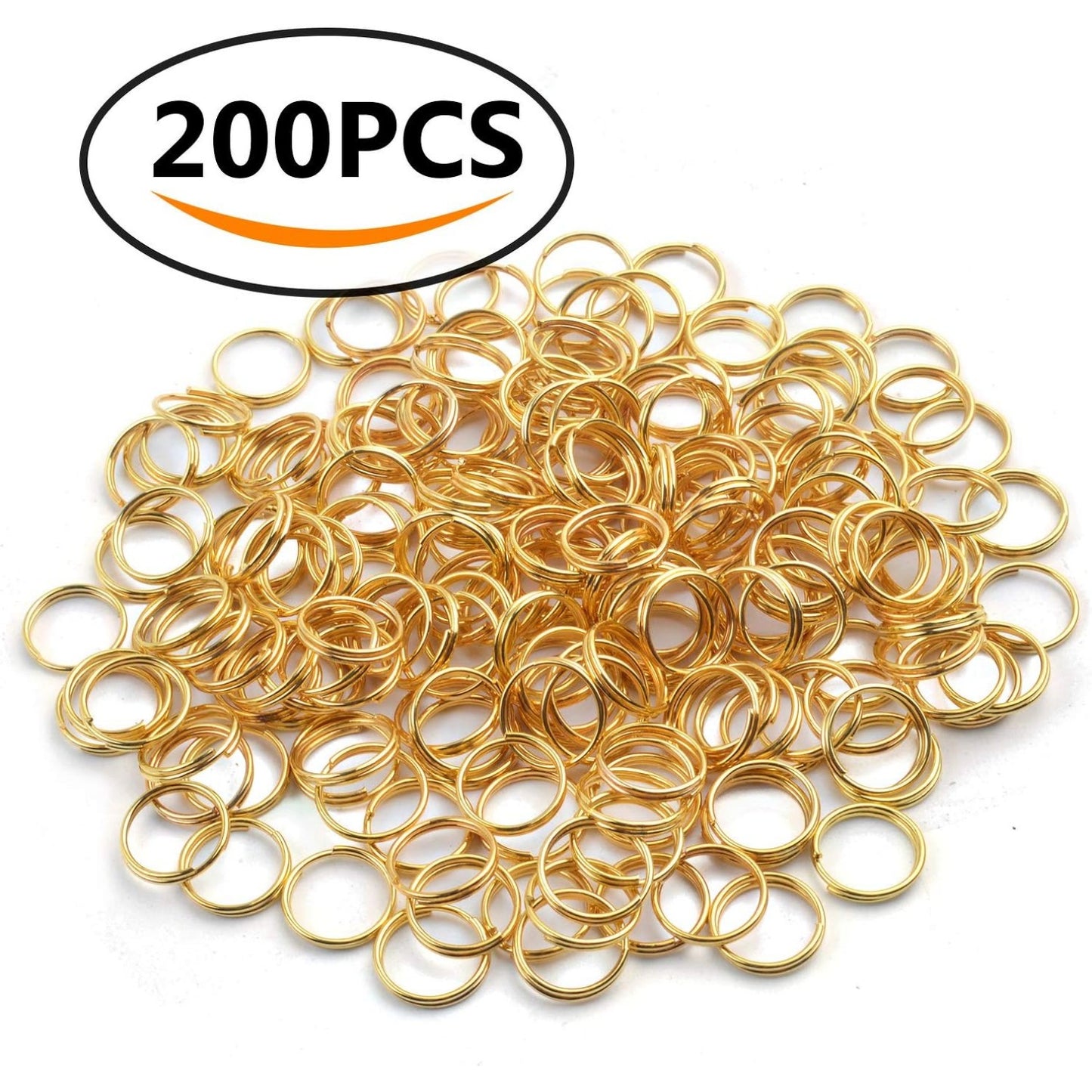 BronaGrand 200 Pieces Small Gold Key Chain Rings Split Ring Key Chains for Keys Organization,10mm Diameter