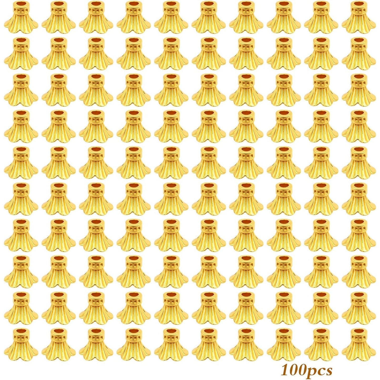 100pcs Flower Bead Caps Tibetan Style Alloy Tassel End Caps Loose Spacer Beads for Jewelry DIY Earrings Bracelet Crafts Making Accessory
