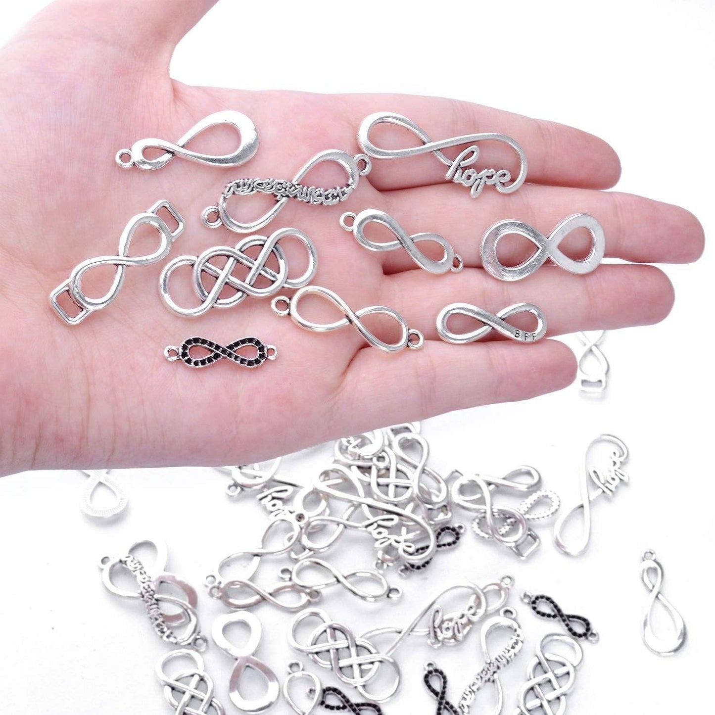 50pcs Mixed Infinity Symbol Charms Pendants for Crafting, Jewelry Findings Making Accessory for DIY Necklace Bracelet