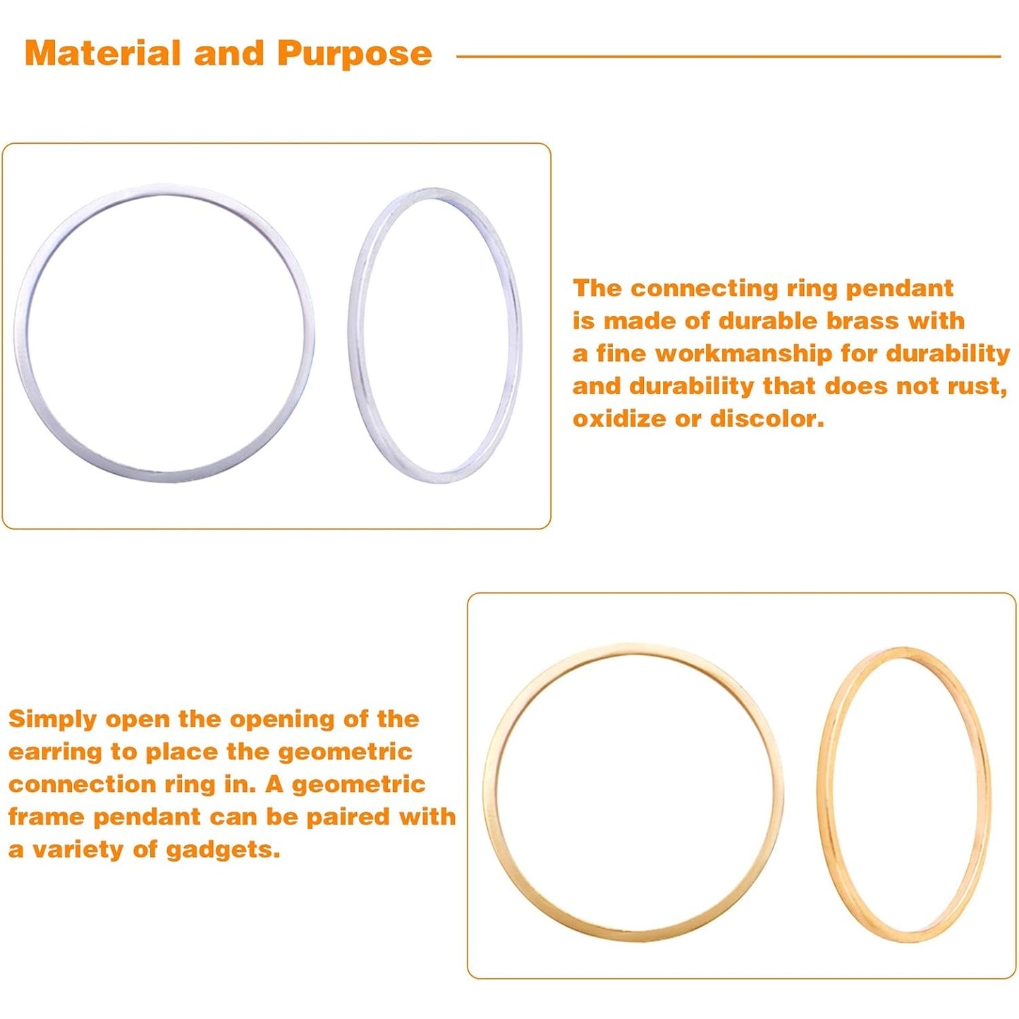 80pcs 15mm/20mm/25mm/30mm Earrings Beading Hoop Earring Findings Brass Round Circle Charms Open Bezel Pendant Frame for DIY Jewelry Earrings Making Supplies, 2 Colors