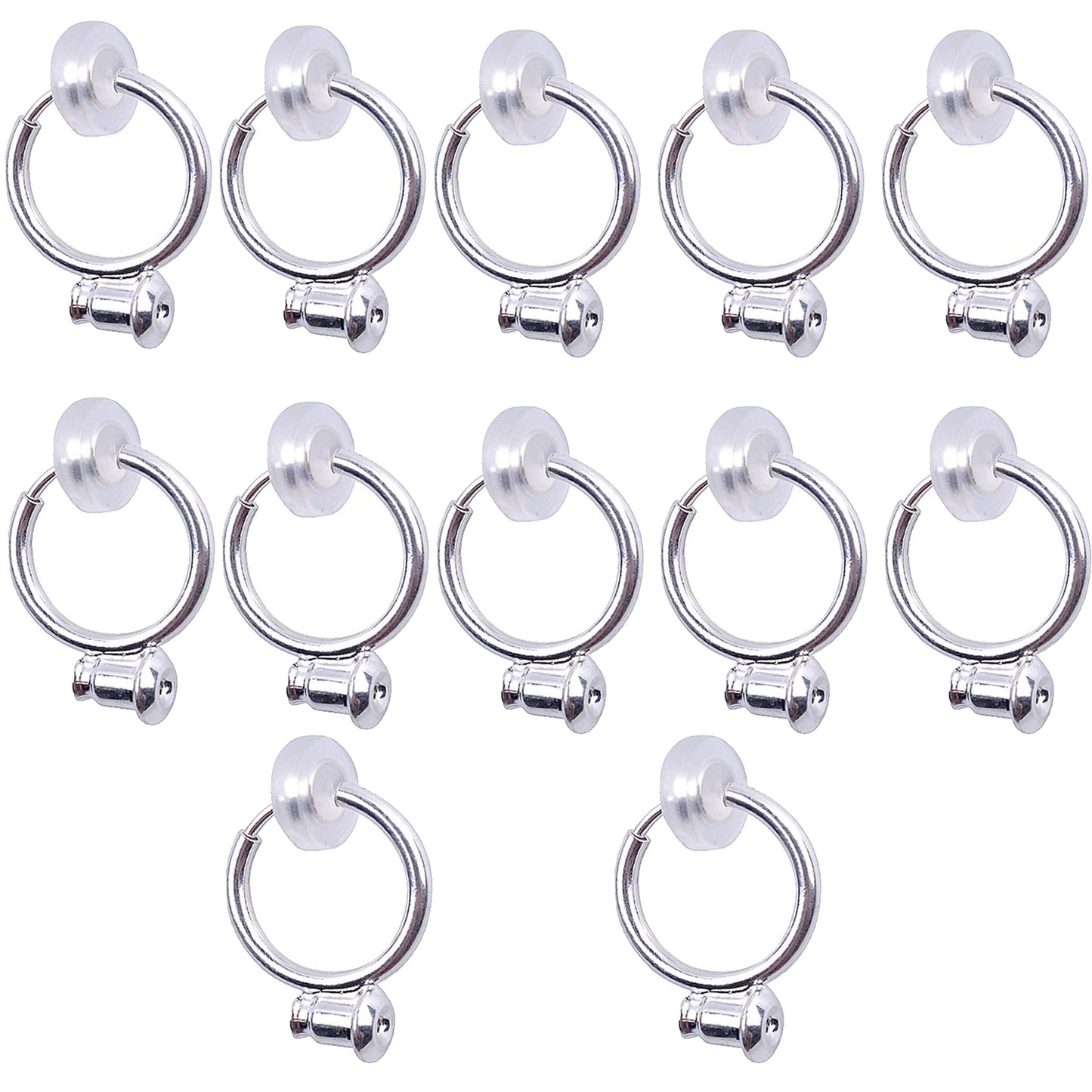 12 Pieces Clip-on Earring Converter Components with Post and 12 Pieces Silicone Earring Pads for None Pierced Ears, 2 Colors
