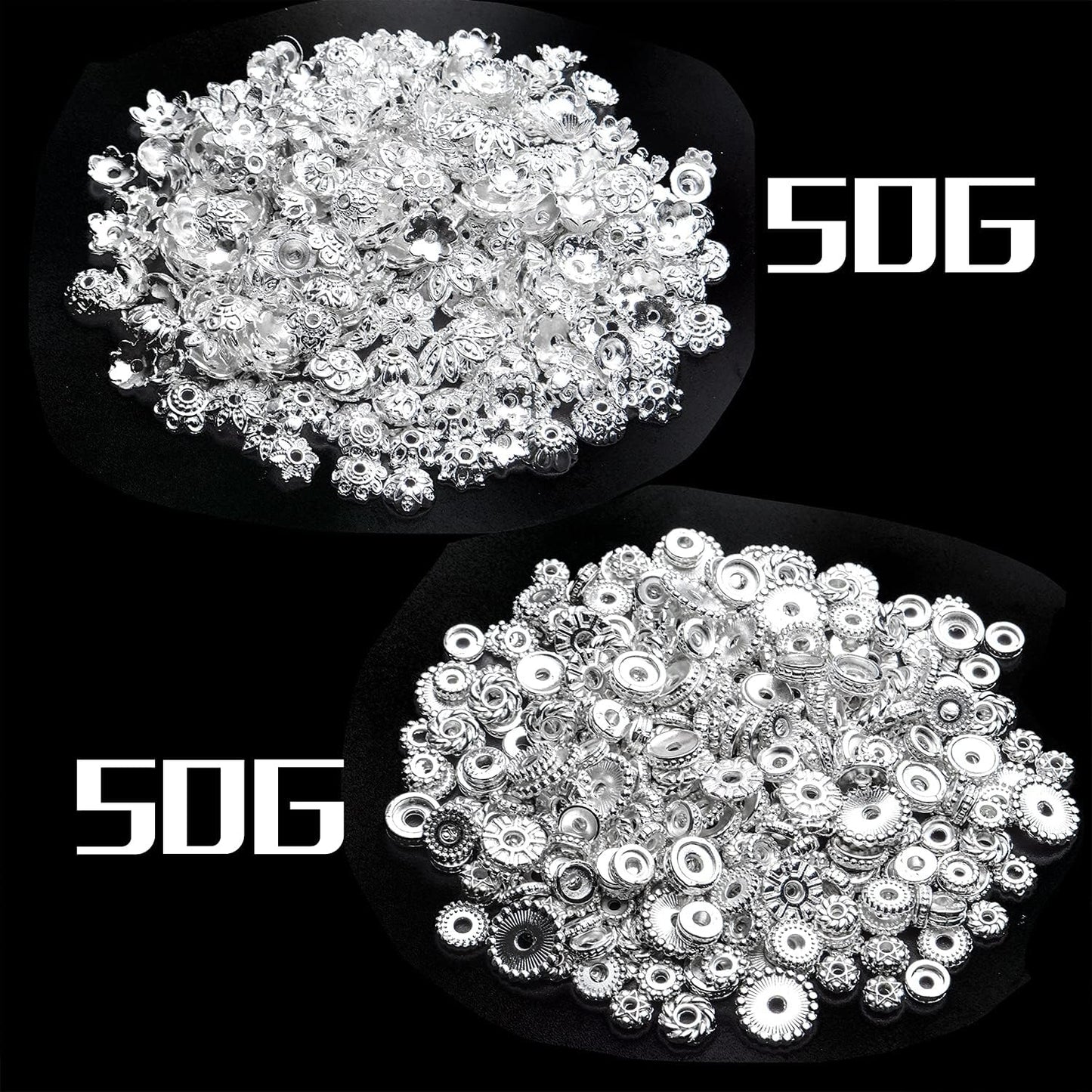 100g Mixed Metal Flower Caps Ends Tibetan Silver Spacer Loose Beads for Jewelry Making