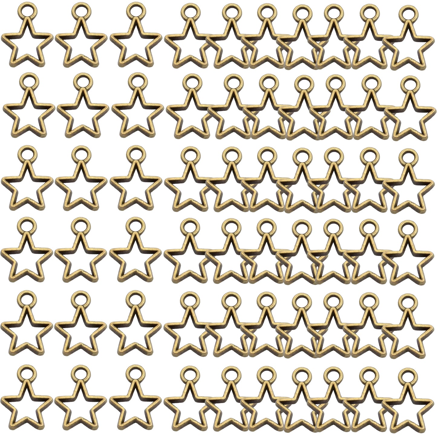 60pcs Mini Star Shaped Charms European Style Charm Hollow Star Charm Jewelry Charms Pendants for DIY Necklaces Bracelets Jewelry Accessories, 6 colors