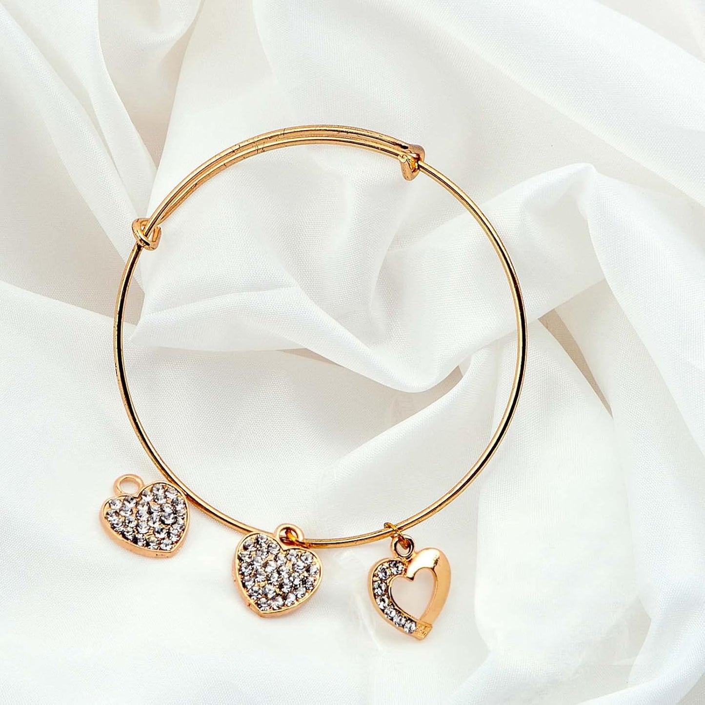 20pcs KC Golden Heart Rhinestone Charms Valentine Love Heart Shaped with Diomond Dangle Pendants for DIY Bracelet Necklace Jewelry Making Christmas Birthday Gift, 2 Styles