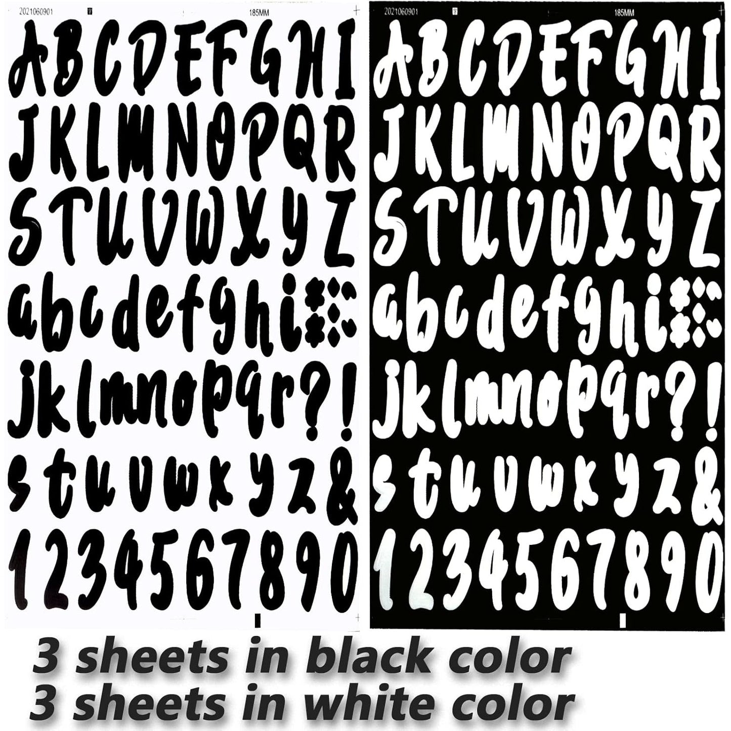 6 Sheets Self-Adhesive Vinyl Letters Numbers Kit, Alphabet letter Stickers Mailbox Numbers Sticker Decals for Sign, Notebook, Door, Containers, Business, Address Number, Jar Labels (White, Black)
